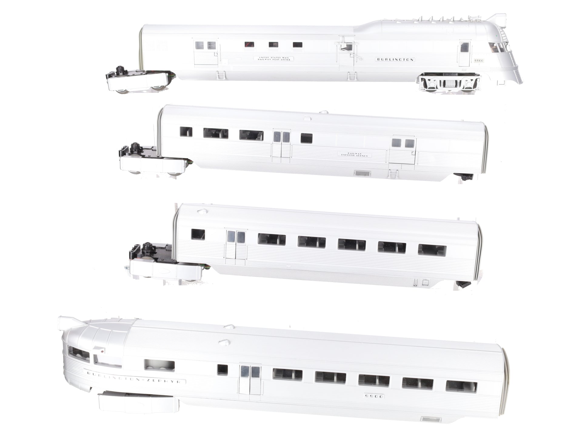 MTH 20-2543-1 Burlington Pioneer Zephyr O Gauge Diesel Passenger Set w/PS2 EX/Box