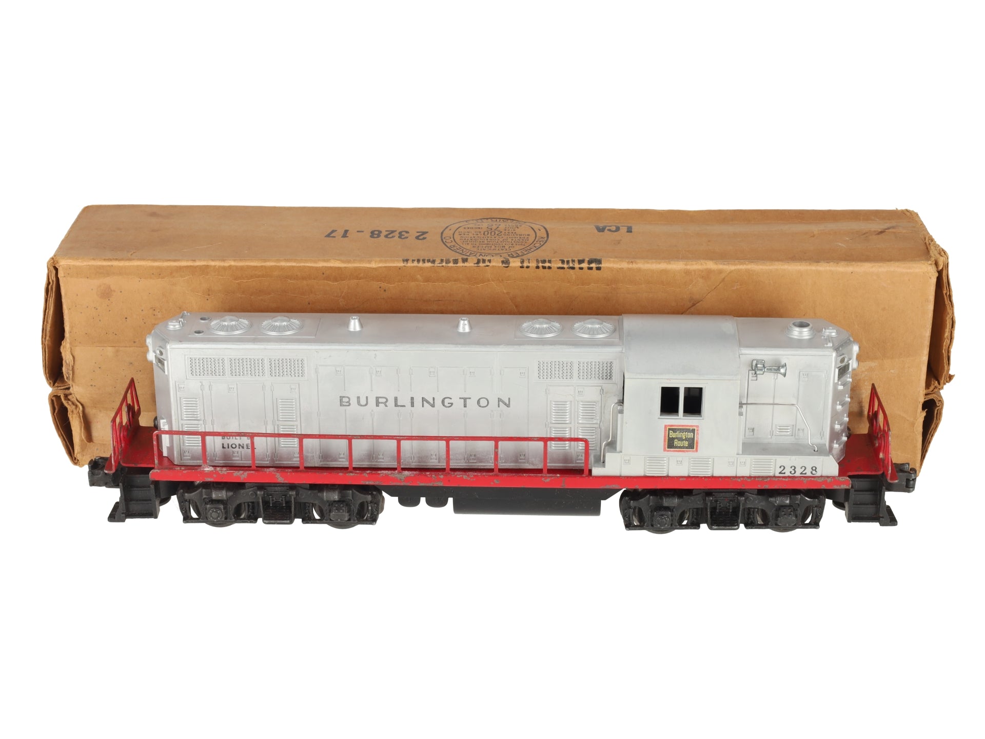 Lionel 2328 Vintage O Burlington GP-7 Powered EMD Diesel Locomotive VG/Box