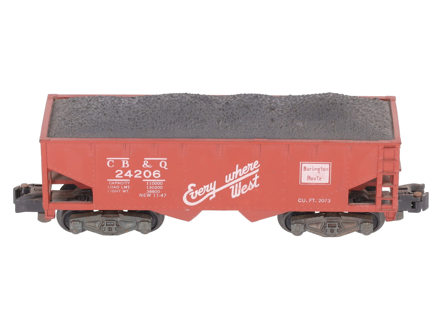 American Flyer 24206 Vintage S Chicago Burlington & Quincy Hopper with Coal Load VG