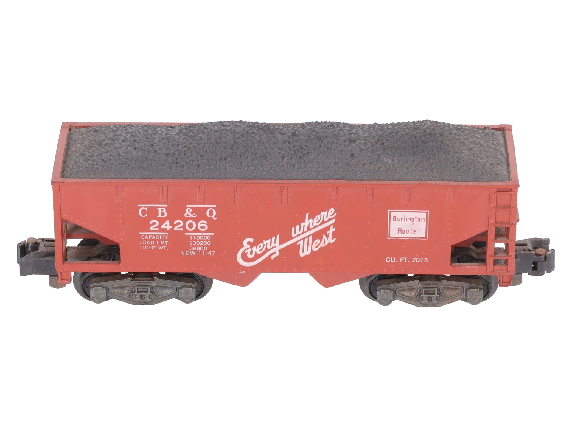 American Flyer 24206 Vintage S Chicago Burlington & Quincy Hopper with Coal Load VG