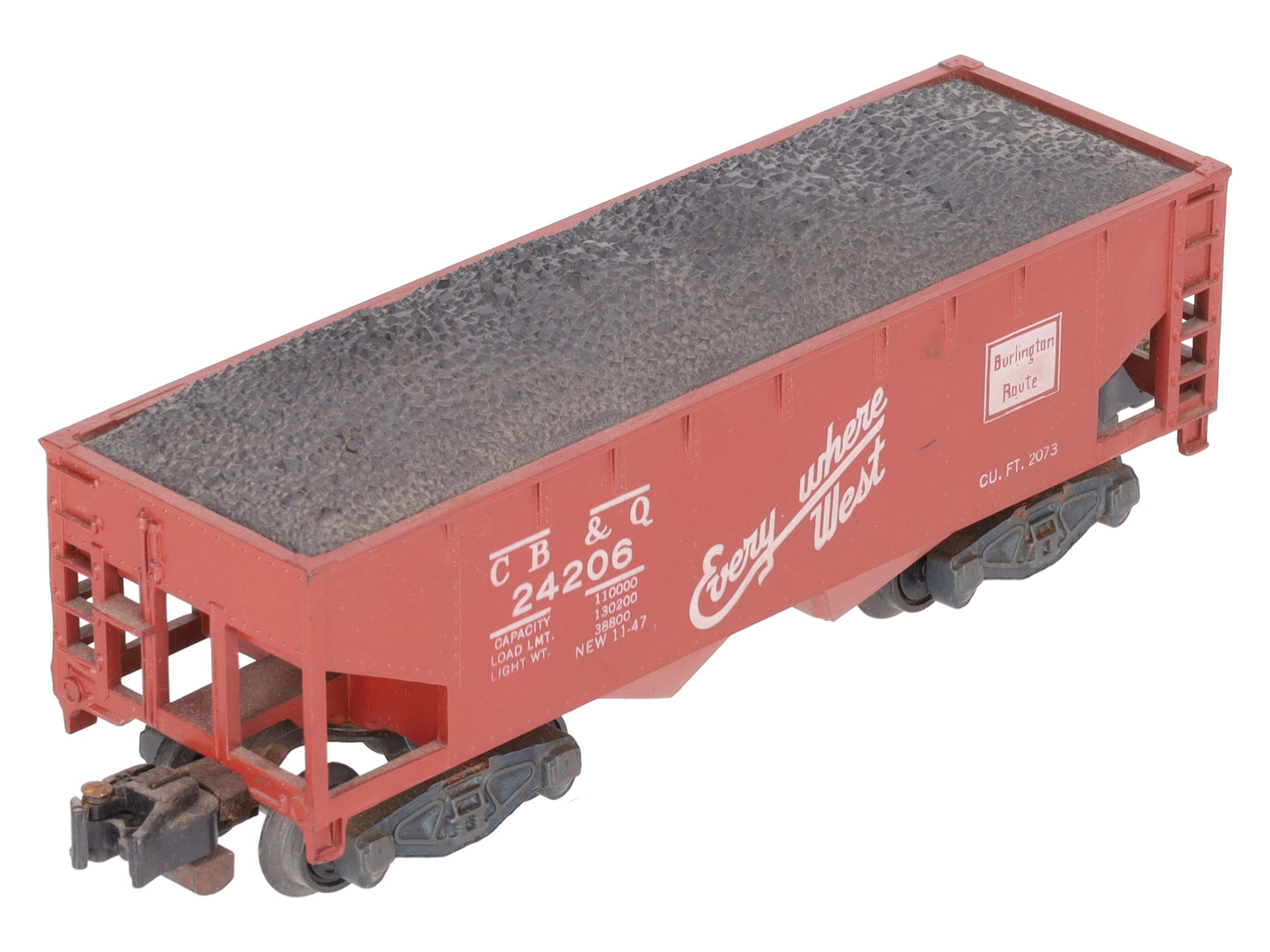 American Flyer 24206 Vintage S Chicago Burlington & Quincy Hopper with Coal Load VG