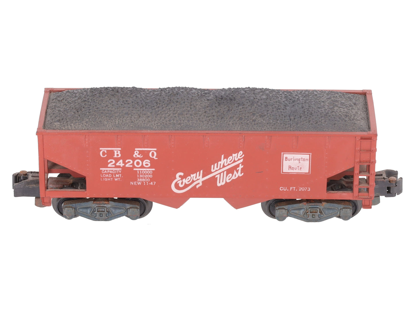 American Flyer 24206 Vintage S Chicago Burlington & Quincy Hopper with Coal Load VG