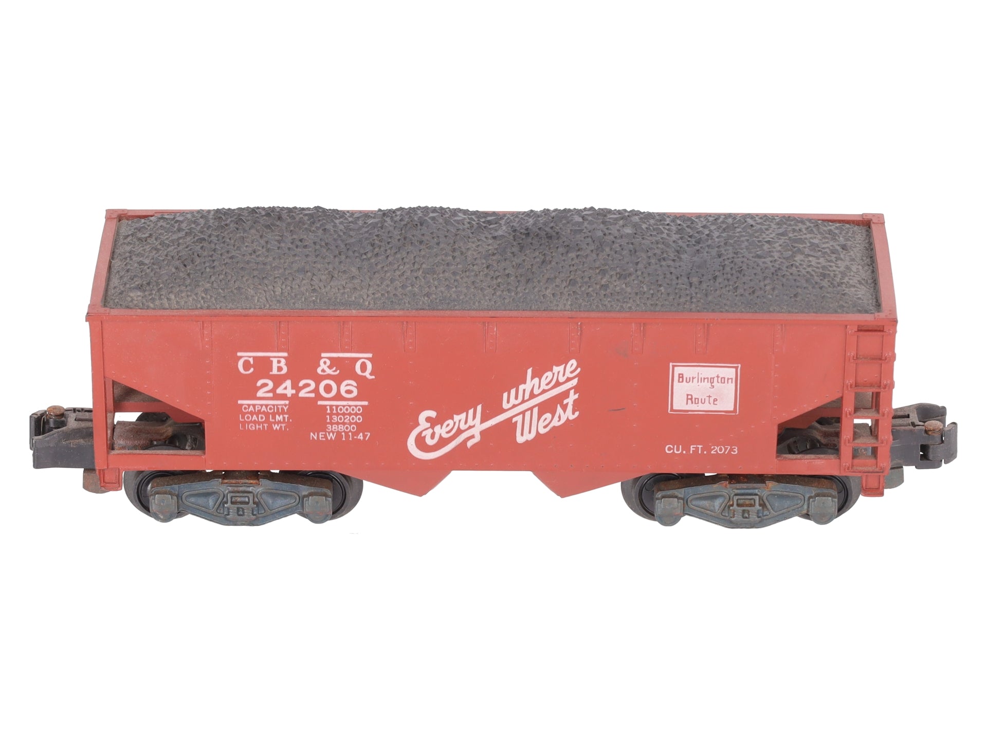 American Flyer 24206 Vintage S Chicago Burlington & Quincy Hopper with Coal Load VG