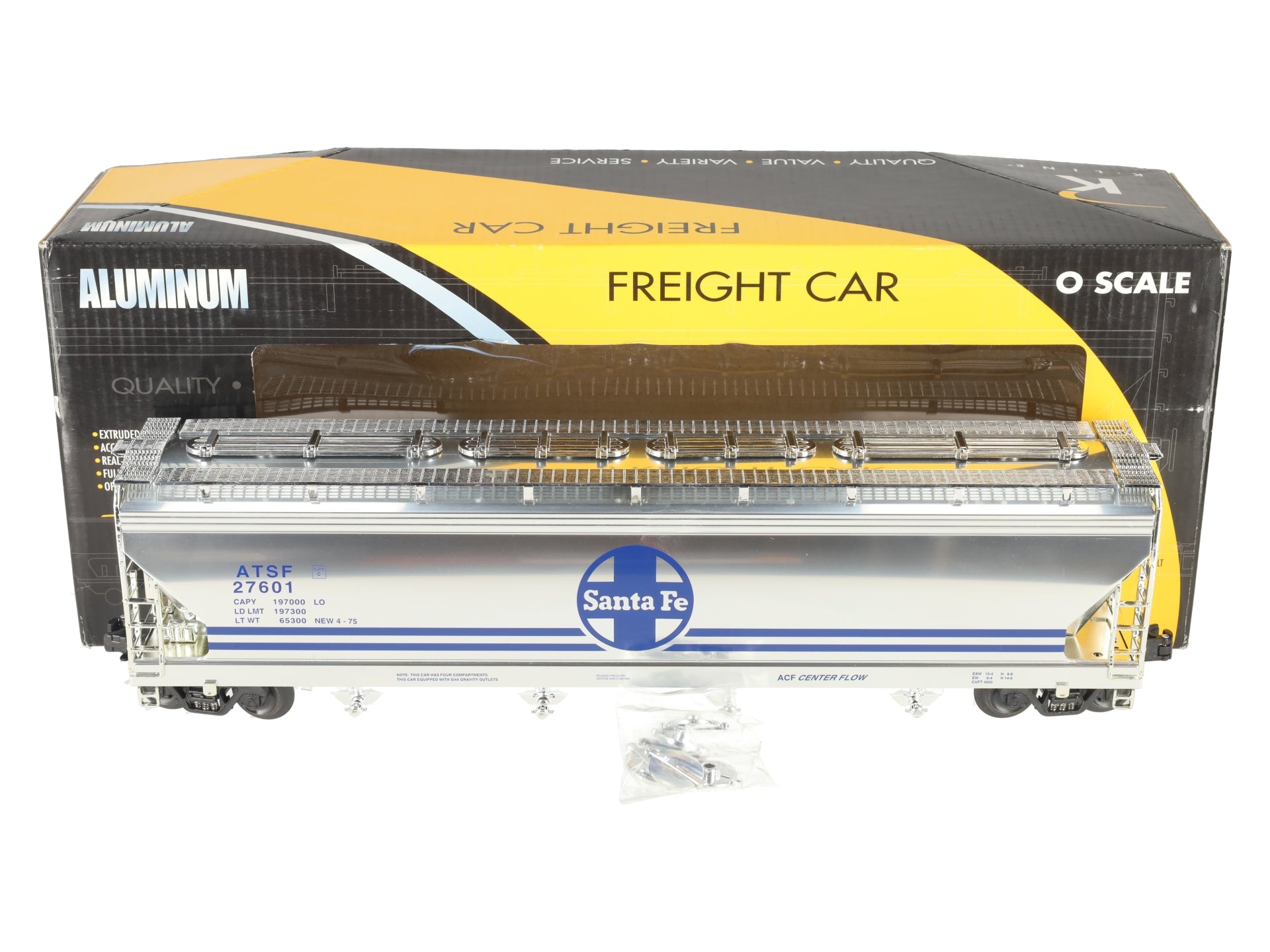 K-Line K6244-10512 O Gauge ATSF 4 Bay Centerflow Hopper #27601 LN/Box