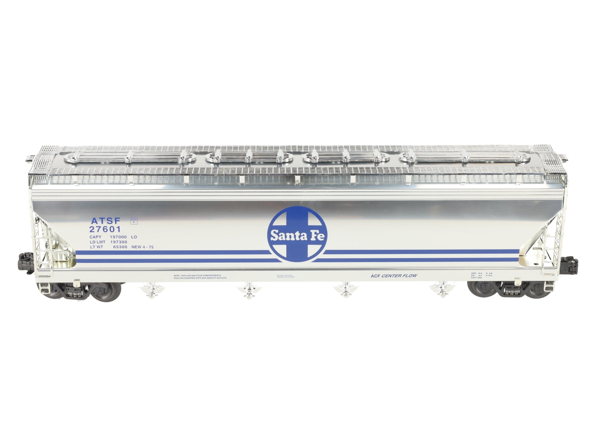 K-Line K6244-10512 O Gauge ATSF 4 Bay Centerflow Hopper #27601 LN/Box