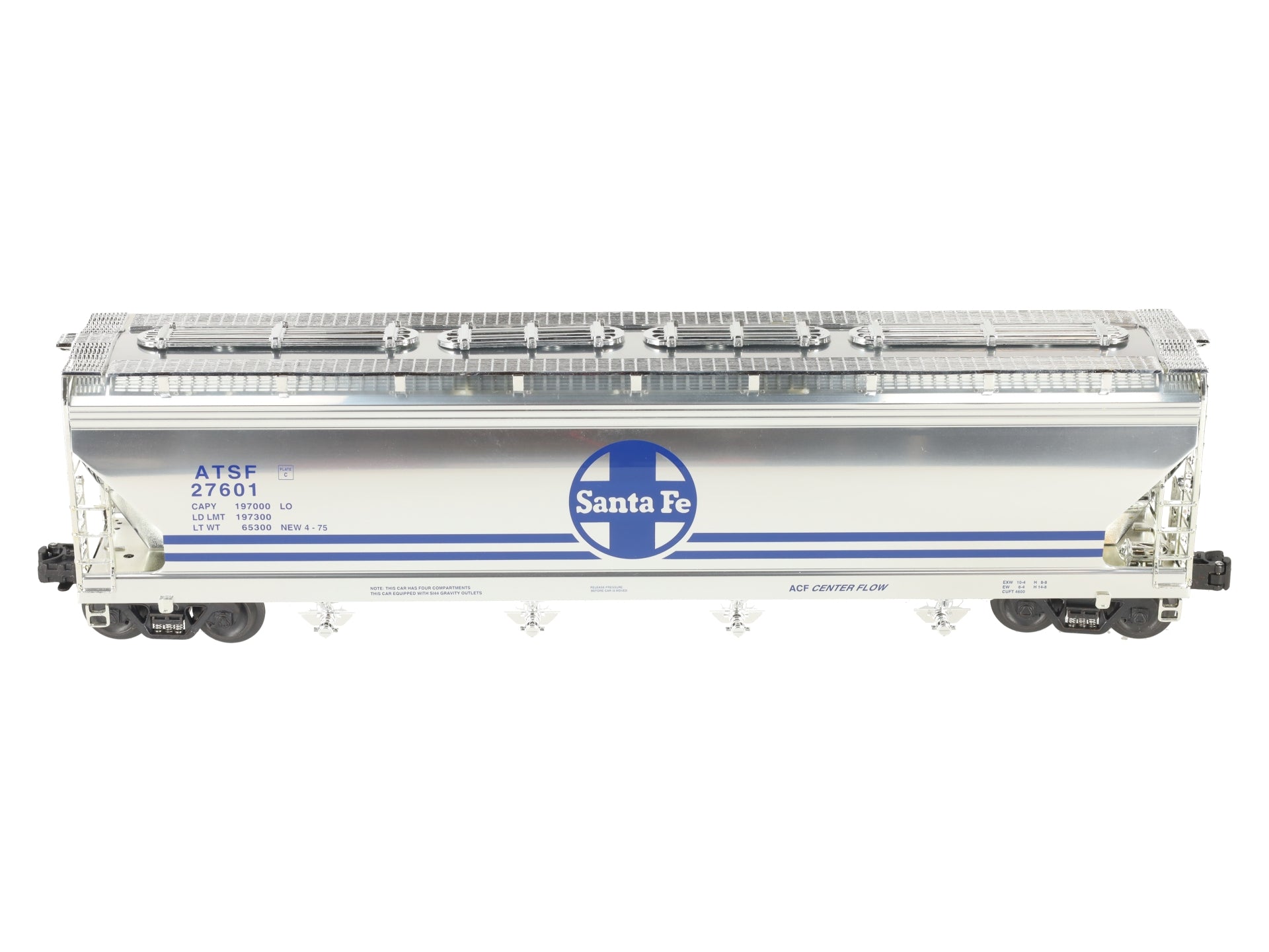 K-Line K6244-10512 O Gauge ATSF 4 Bay Centerflow Hopper #27601 LN/Box