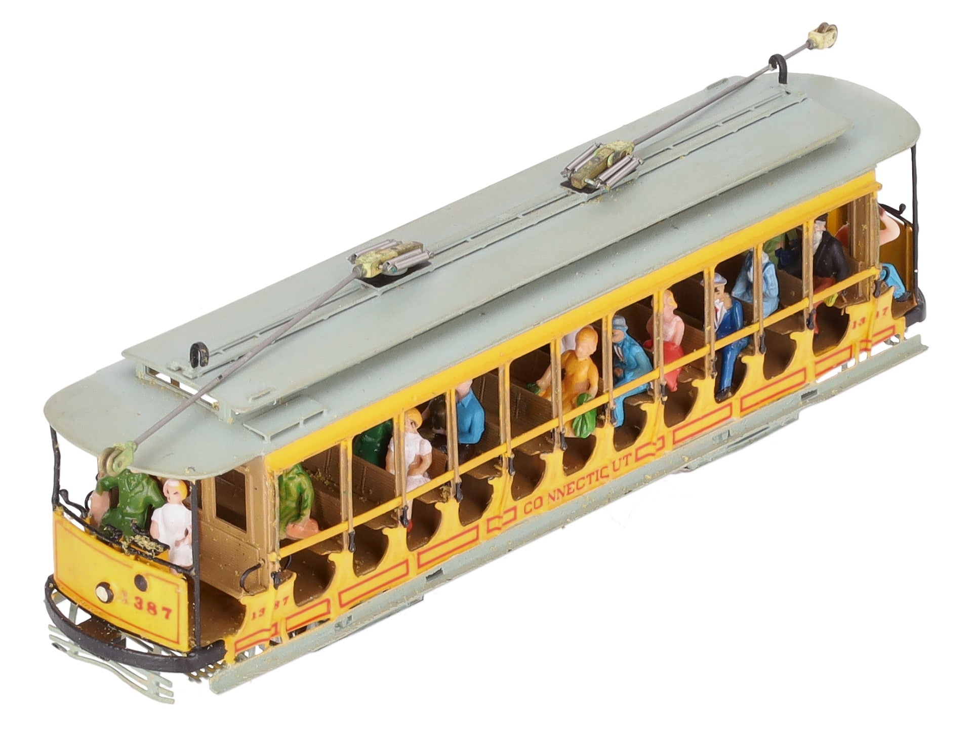 Model Traction Supply HO BRASS Powered Custom Connecticut 14 Bench Open Trolley/Box