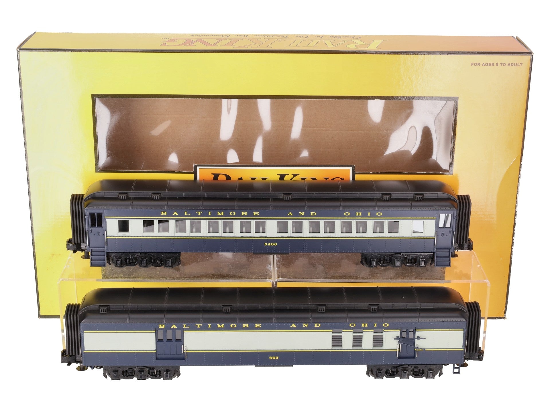 MTH 30-2707P O B&O Coach & Baggage Passenger Car Set LN/Box