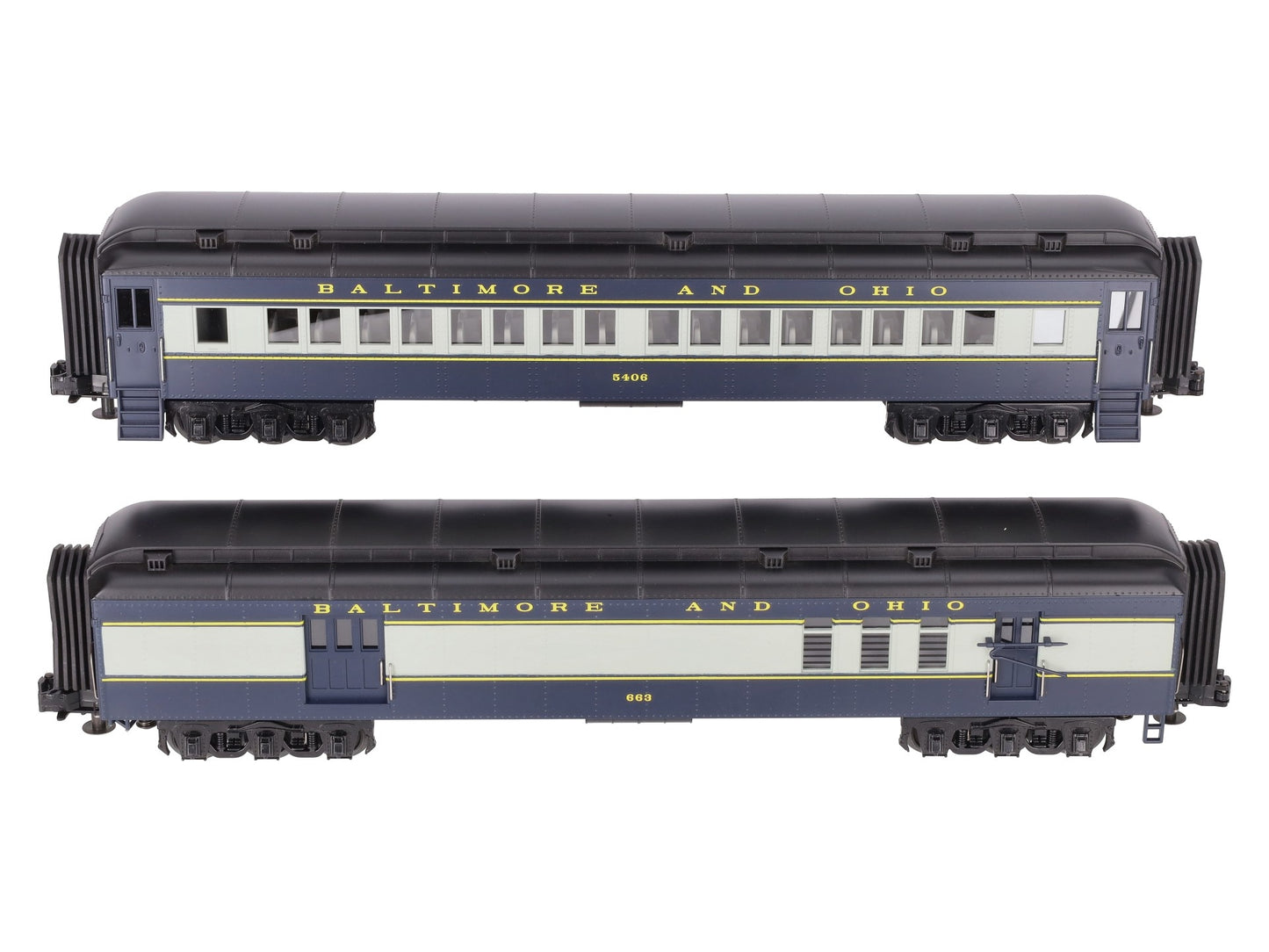MTH 30-2707P O B&O Coach & Baggage Passenger Car Set LN/Box