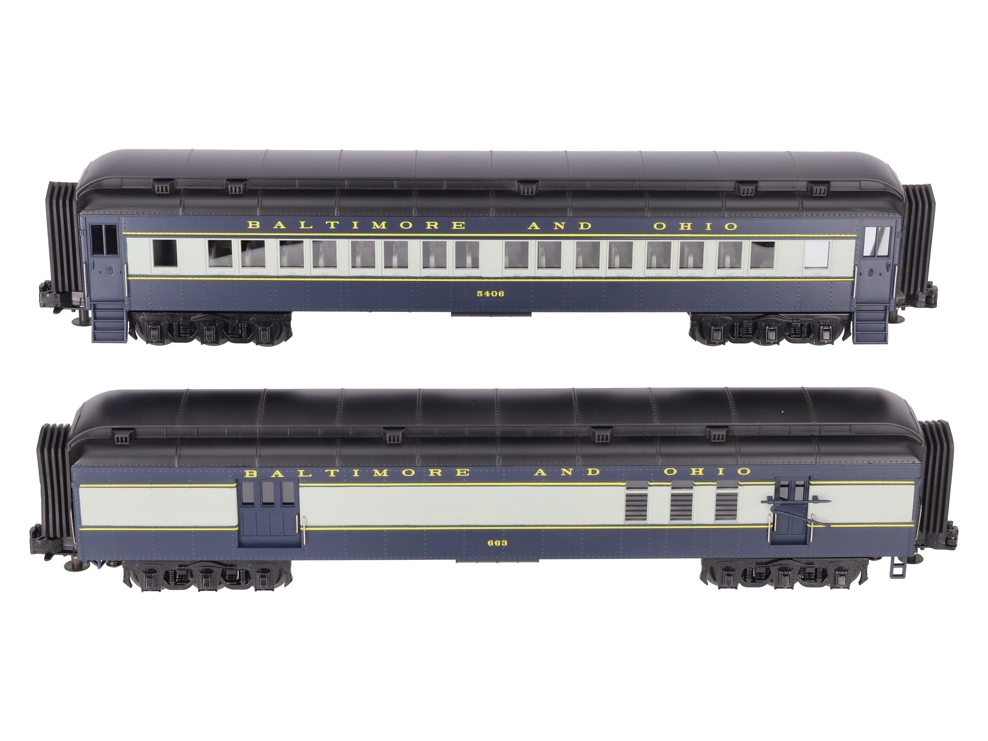 MTH 30-2707P O B&O Coach & Baggage Passenger Car Set LN/Box
