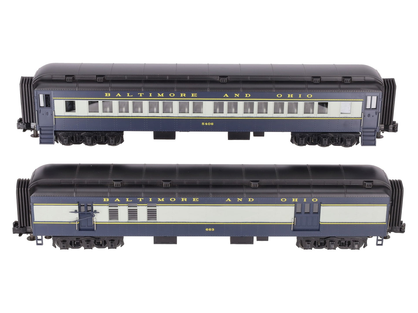 MTH 30-2707P O B&O Coach & Baggage Passenger Car Set LN/Box