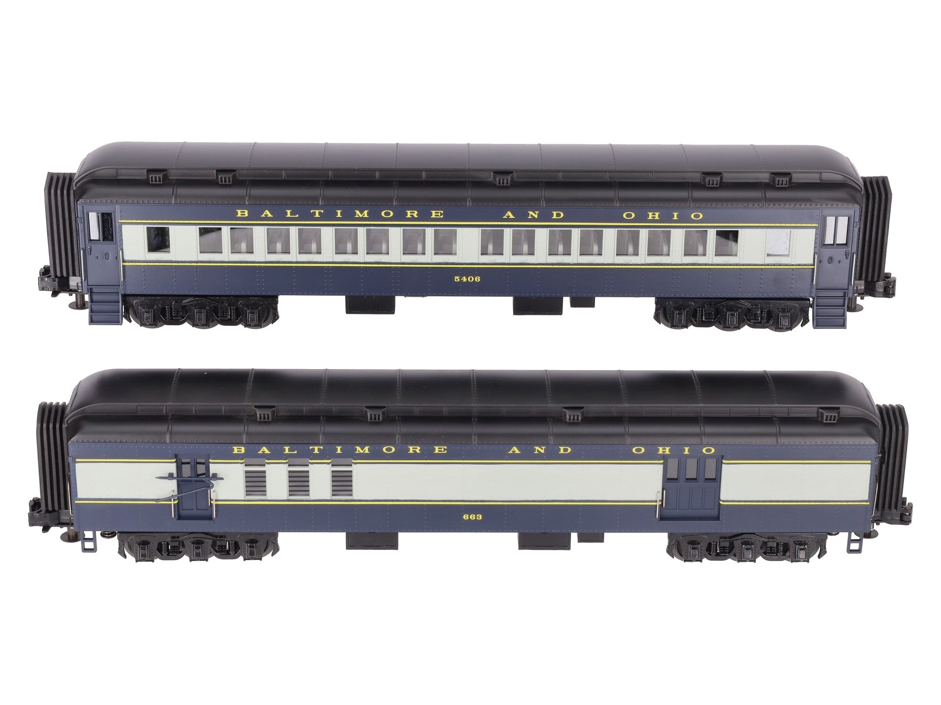 MTH 30-2707P O B&O Coach & Baggage Passenger Car Set LN/Box