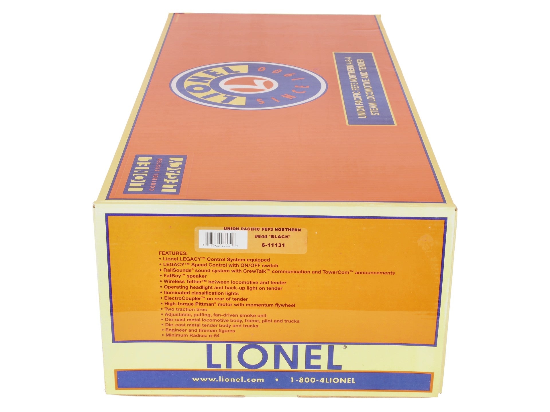 Lionel 6-11131 O Gauge UP 4-8-4 Northern FEF-3 Steam Locomotive & Tender #844 VG/Box