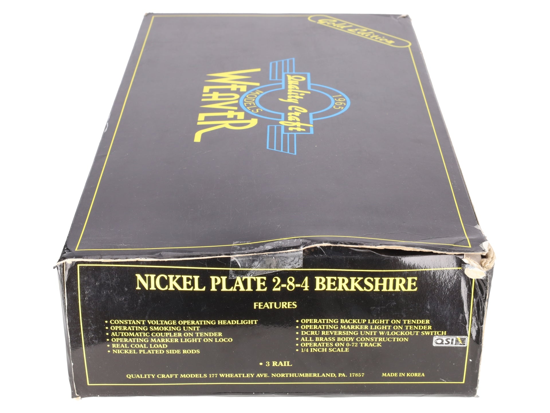 Weaver 759 NKP 2-8-4 Berkshire Brass Steam Locomotive & Tender #759 VG/Box