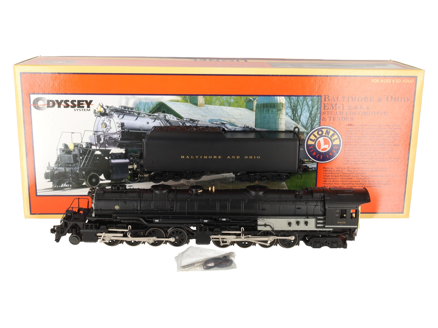 Lionel 6-28051 O Gauge B&O EM-1 2-8-8-4 Steam Locomotive & Tender #7616 EX/Box