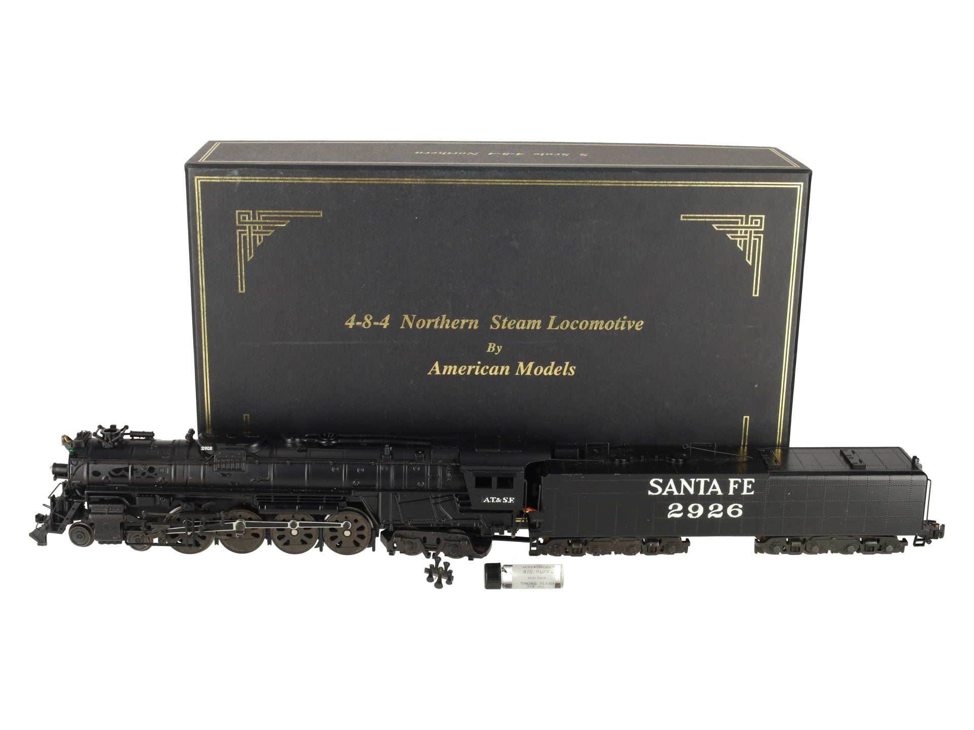 American Models S Scale Santa Fe 4-8-4 Northern Steam Locomotive & Tender #2926 EX/Box