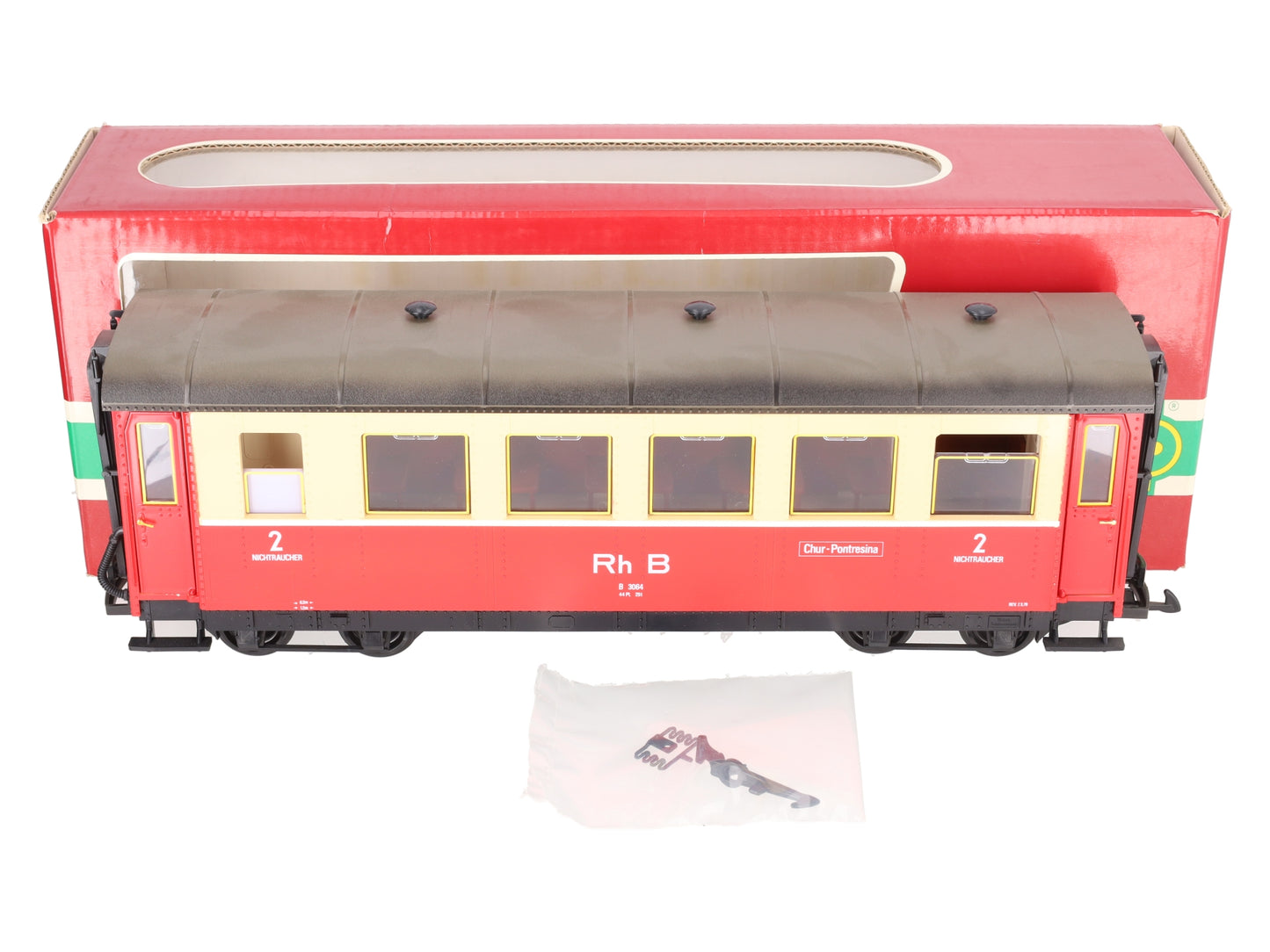 LGB 3064 G Scale RhB Railway 2nd Class Coach Car EX/Box