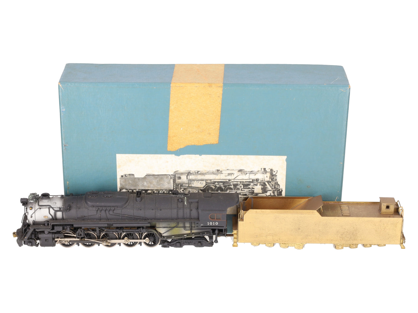 HO Train CO HO BRASS PRR 2-10-4 J-IA Steam Locomotive & Tender -Painted/Box