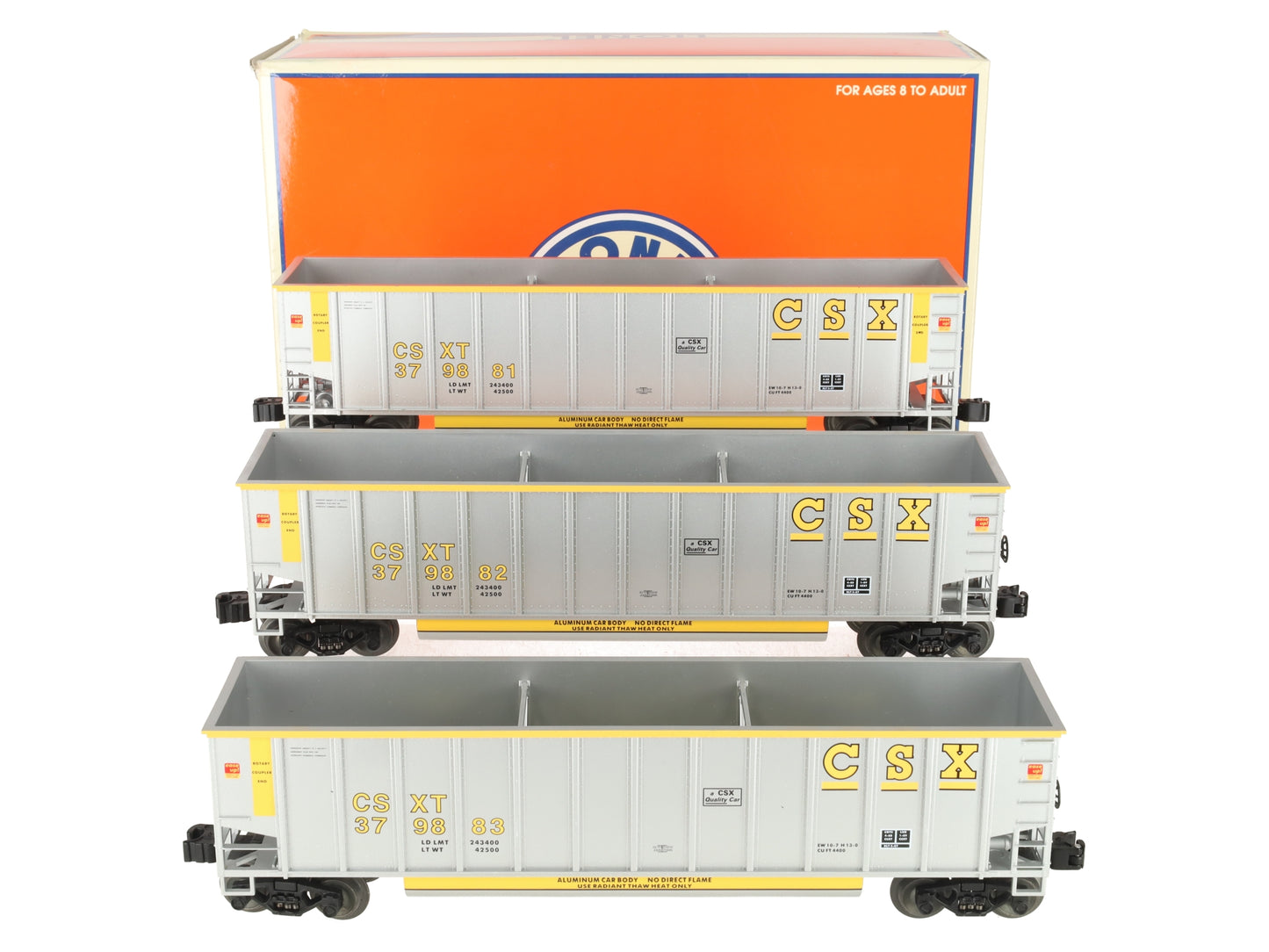 Lionel 6-17421 O Gauge CSX Rotary Bathtub Gondolas (Set of 3) EX/Box