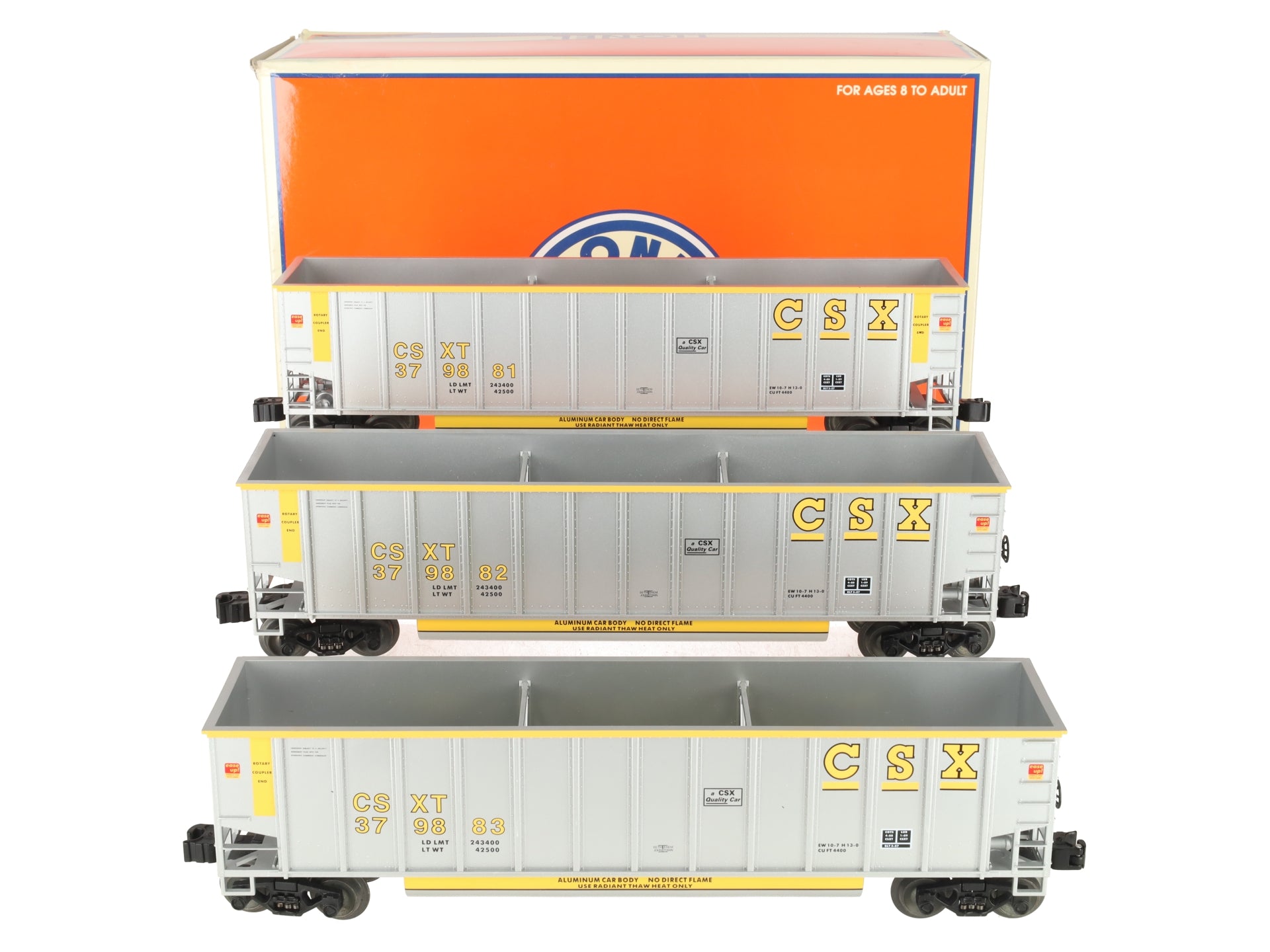 Lionel 6-17421 O Gauge CSX Rotary Bathtub Gondolas (Set of 3) EX/Box