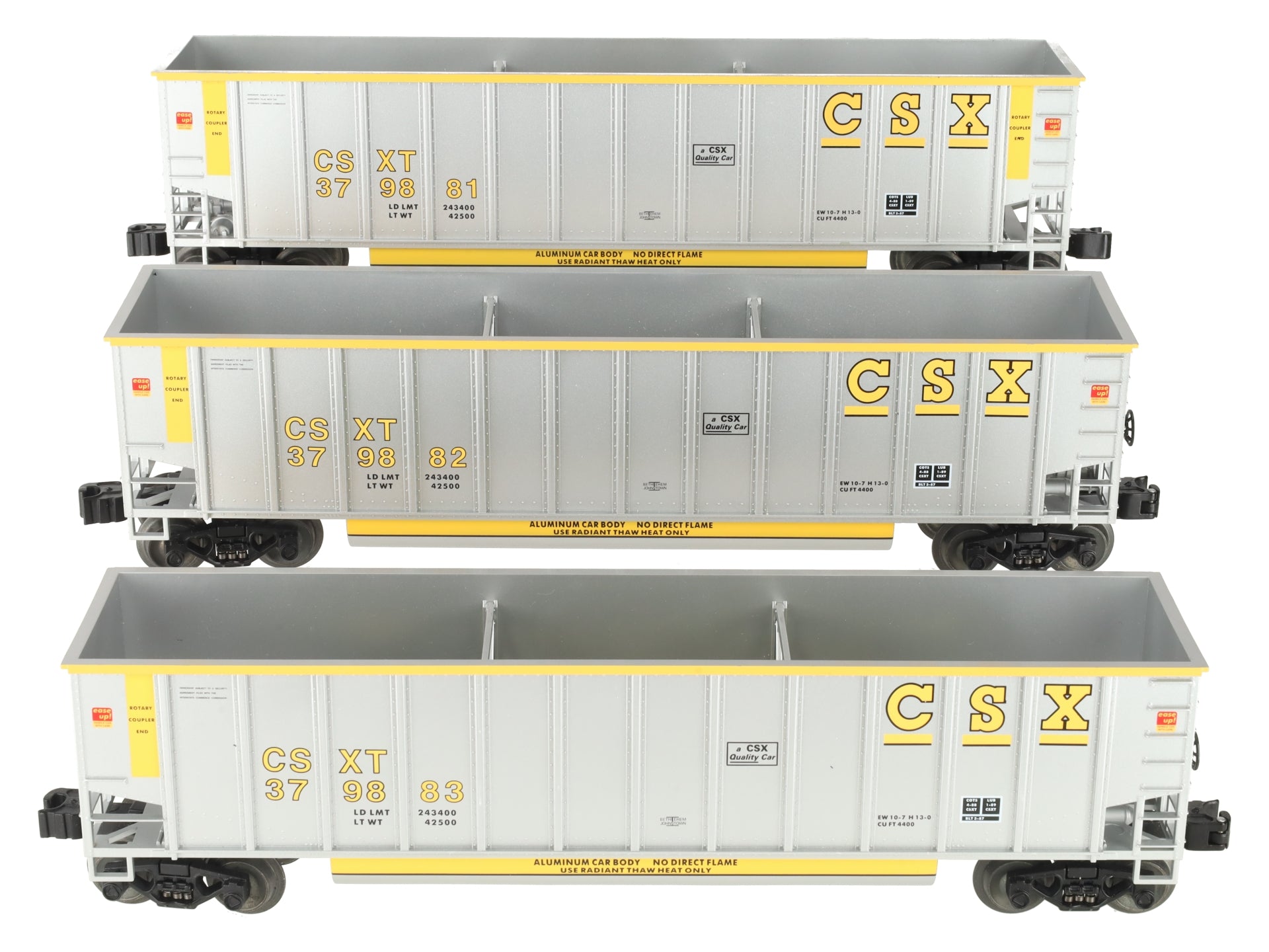 Lionel 6-17421 O Gauge CSX Rotary Bathtub Gondolas (Set of 3) EX/Box