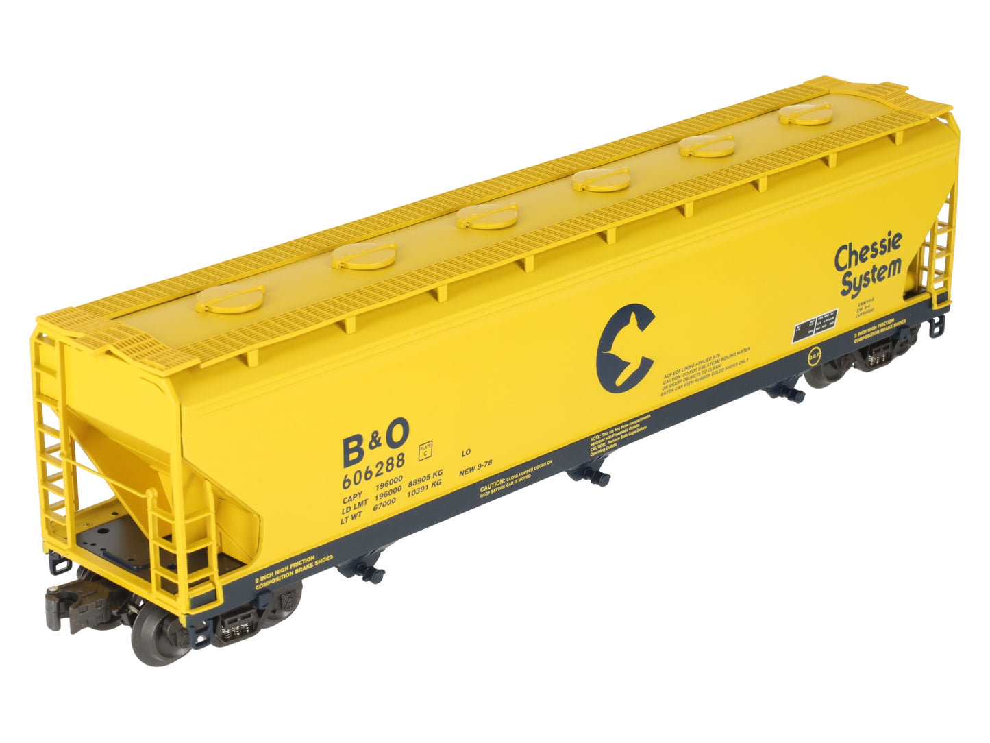 K-Line K6243-1091 O Gauge Chessie 3-Bay Centerflow Hopper #606288 LN/Box