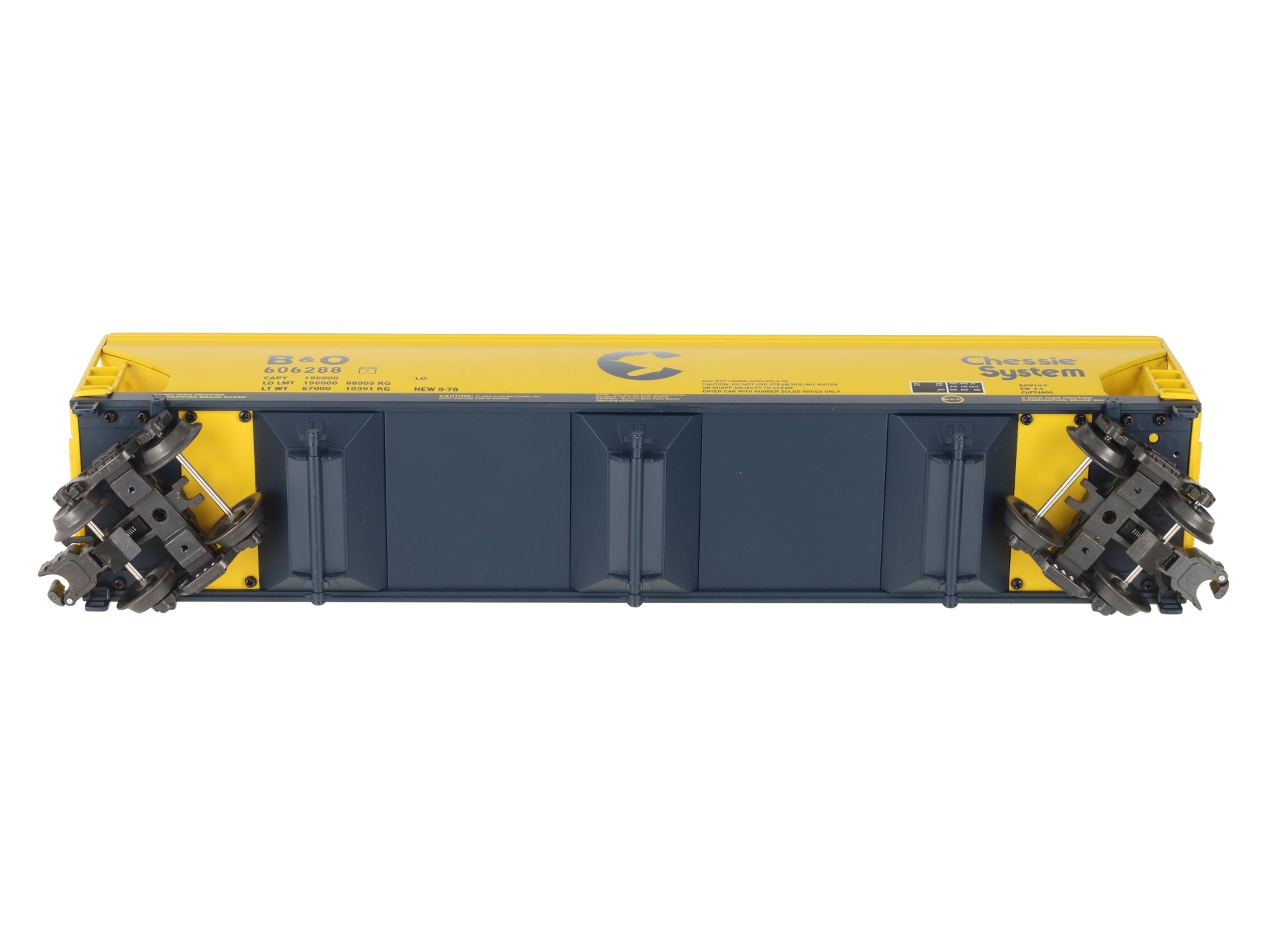 K-Line K6243-1091 O Gauge Chessie 3-Bay Centerflow Hopper #606288 LN/Box