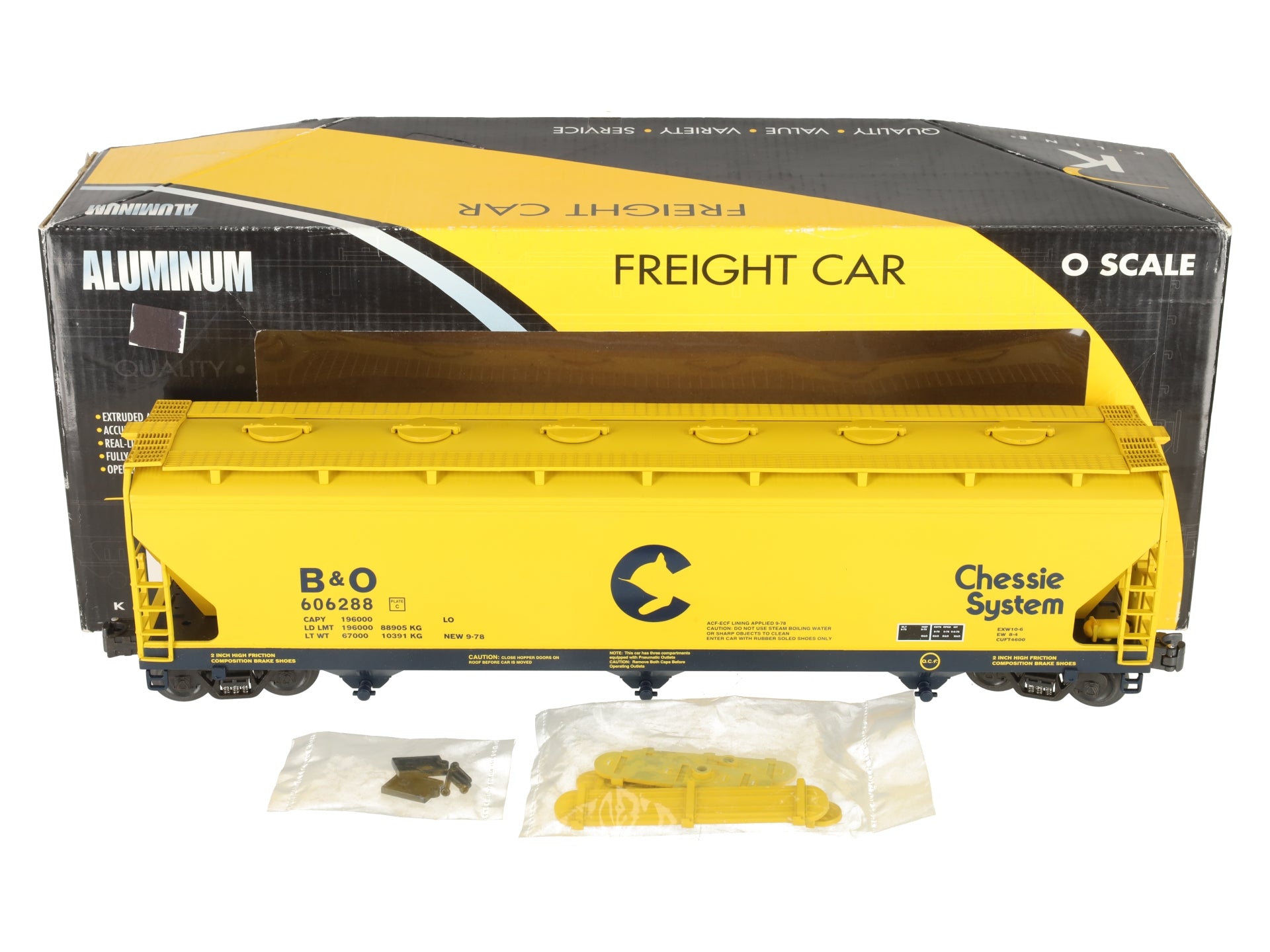 K-Line K6243-1091 O Gauge Chessie 3-Bay Centerflow Hopper #606288 LN/Box