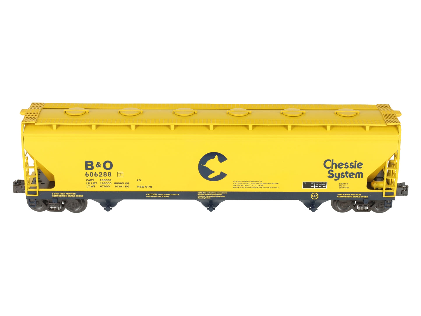 K-Line K6243-1091 O Gauge Chessie 3-Bay Centerflow Hopper #606288 LN/Box