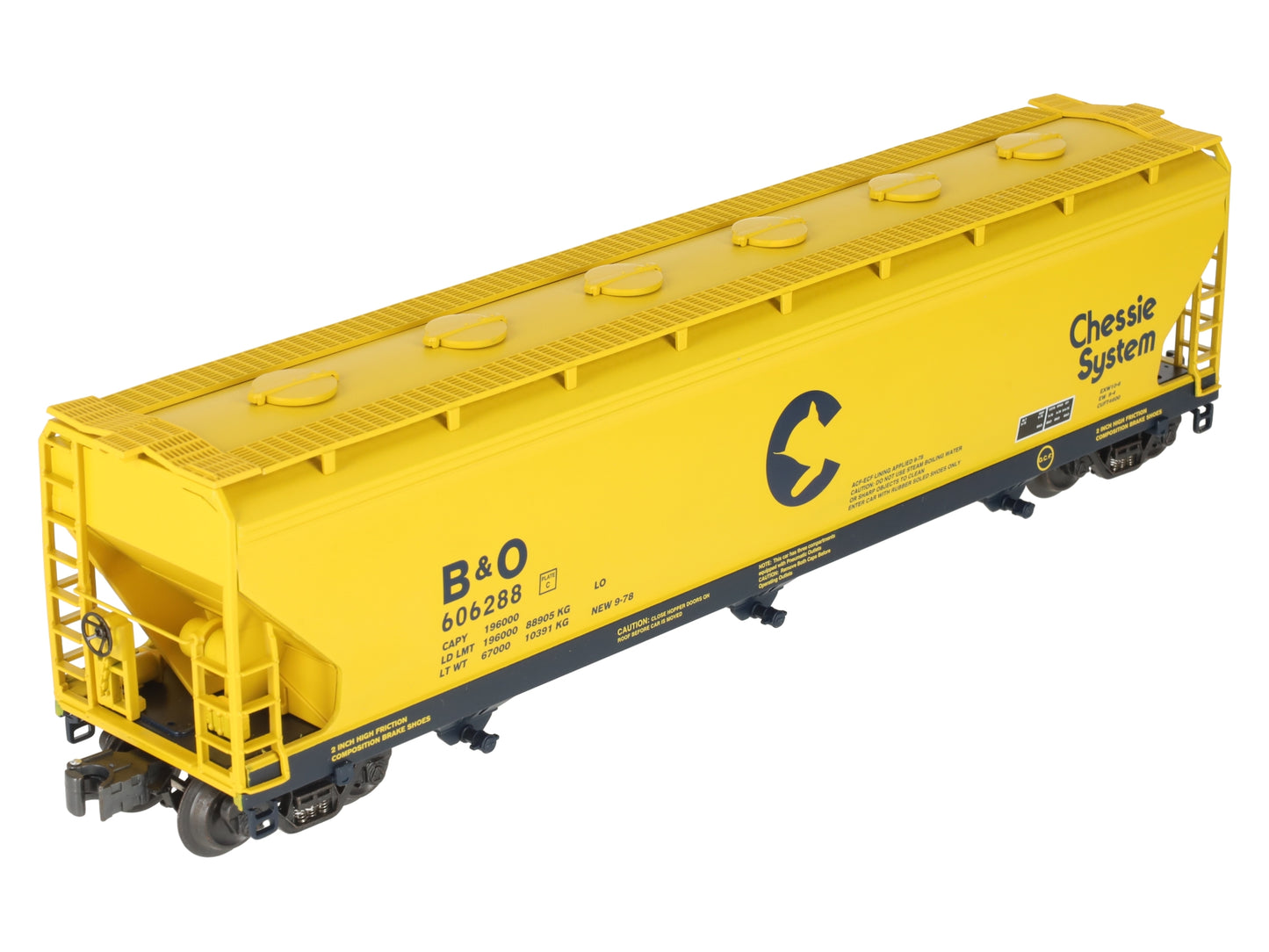 K-Line K6243-1091 O Gauge Chessie 3-Bay Centerflow Hopper #606288 LN/Box