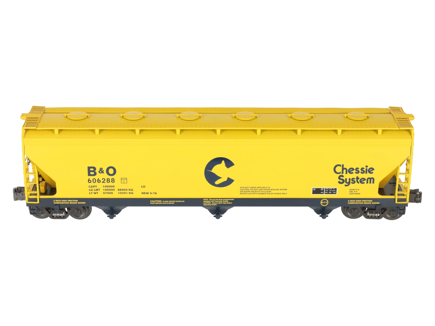 K-Line K6243-1091 O Gauge Chessie 3-Bay Centerflow Hopper #606288 LN/Box