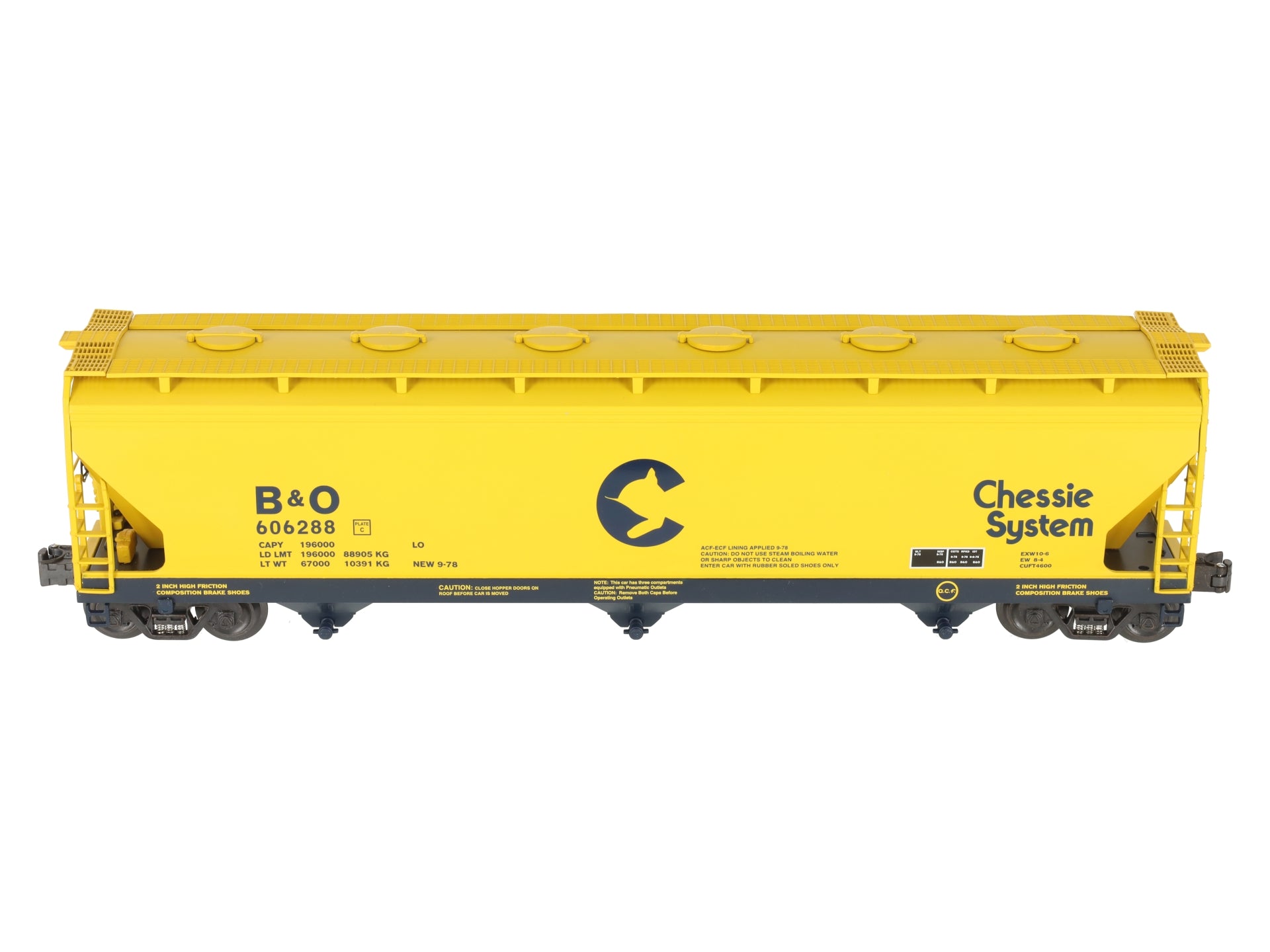 K-Line K6243-1091 O Gauge Chessie 3-Bay Centerflow Hopper #606288 LN/Box