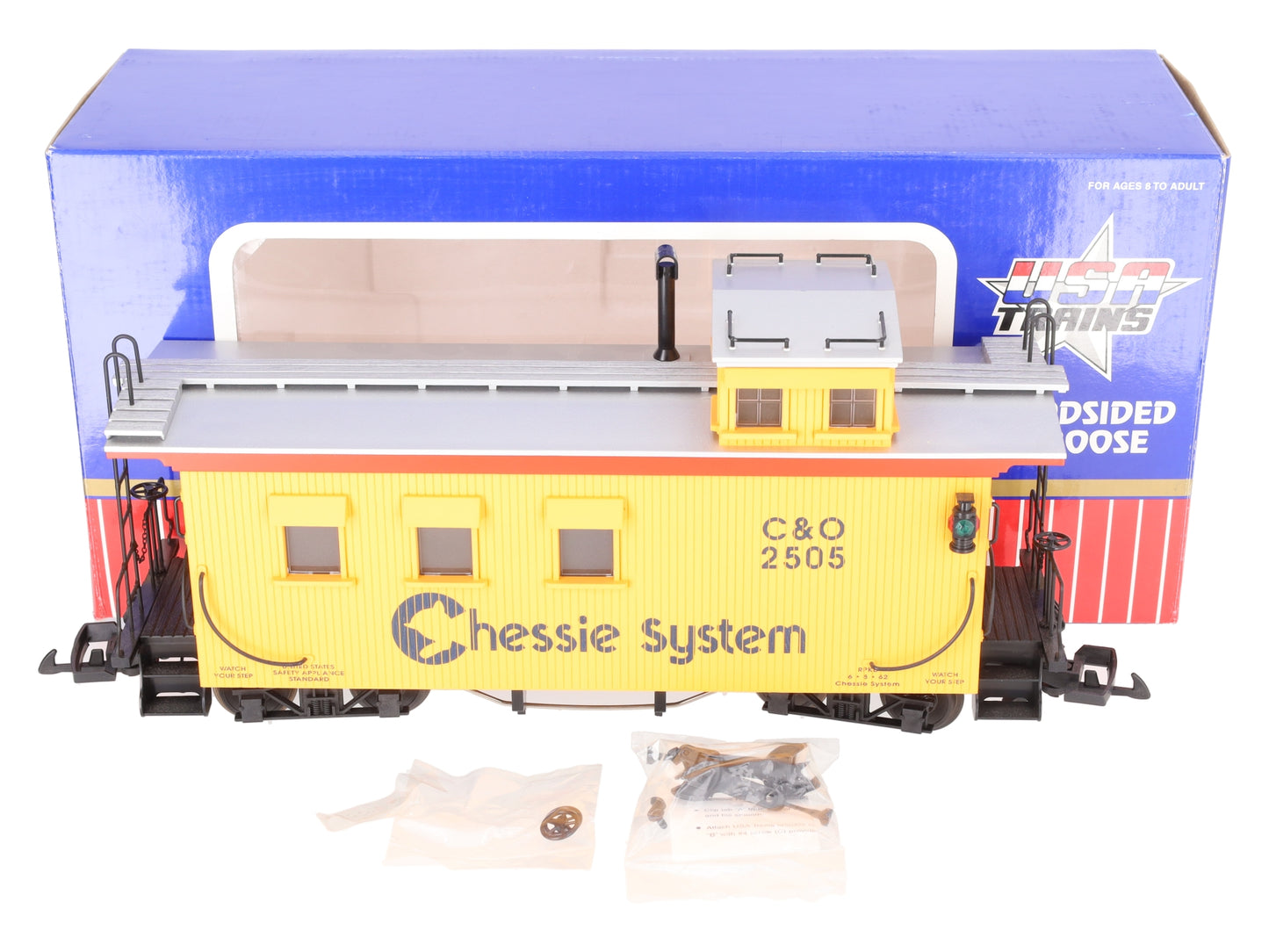 USA Trains R12009 G Chessie Wood Side Caboose #2505 (Metal Wheels) LN/Box