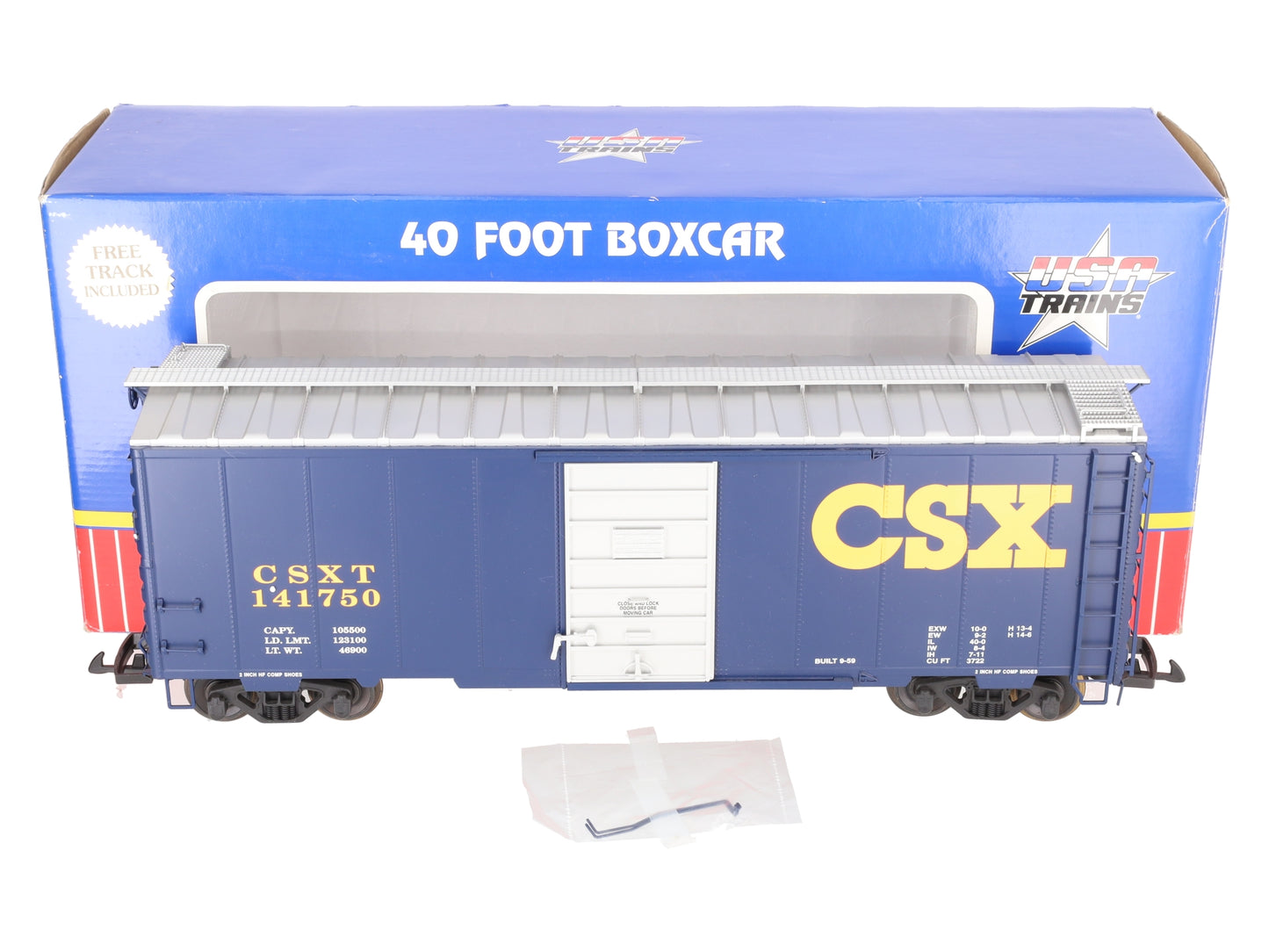 USA Trains R19208A G CSX 40' PS-1 Boxcar #141750 (Metal Wheels) LN/Box