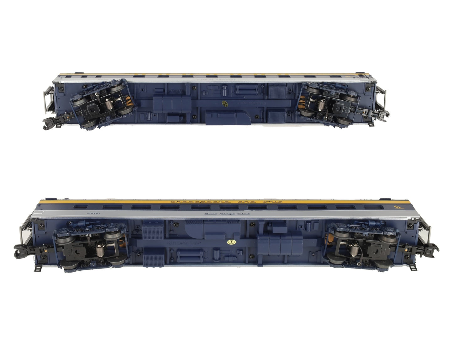 MTH 20-64034 O Gauge Chesapeake & Ohio 70' Streamlined Sleeper/Diner 2-Car Set EX/Box