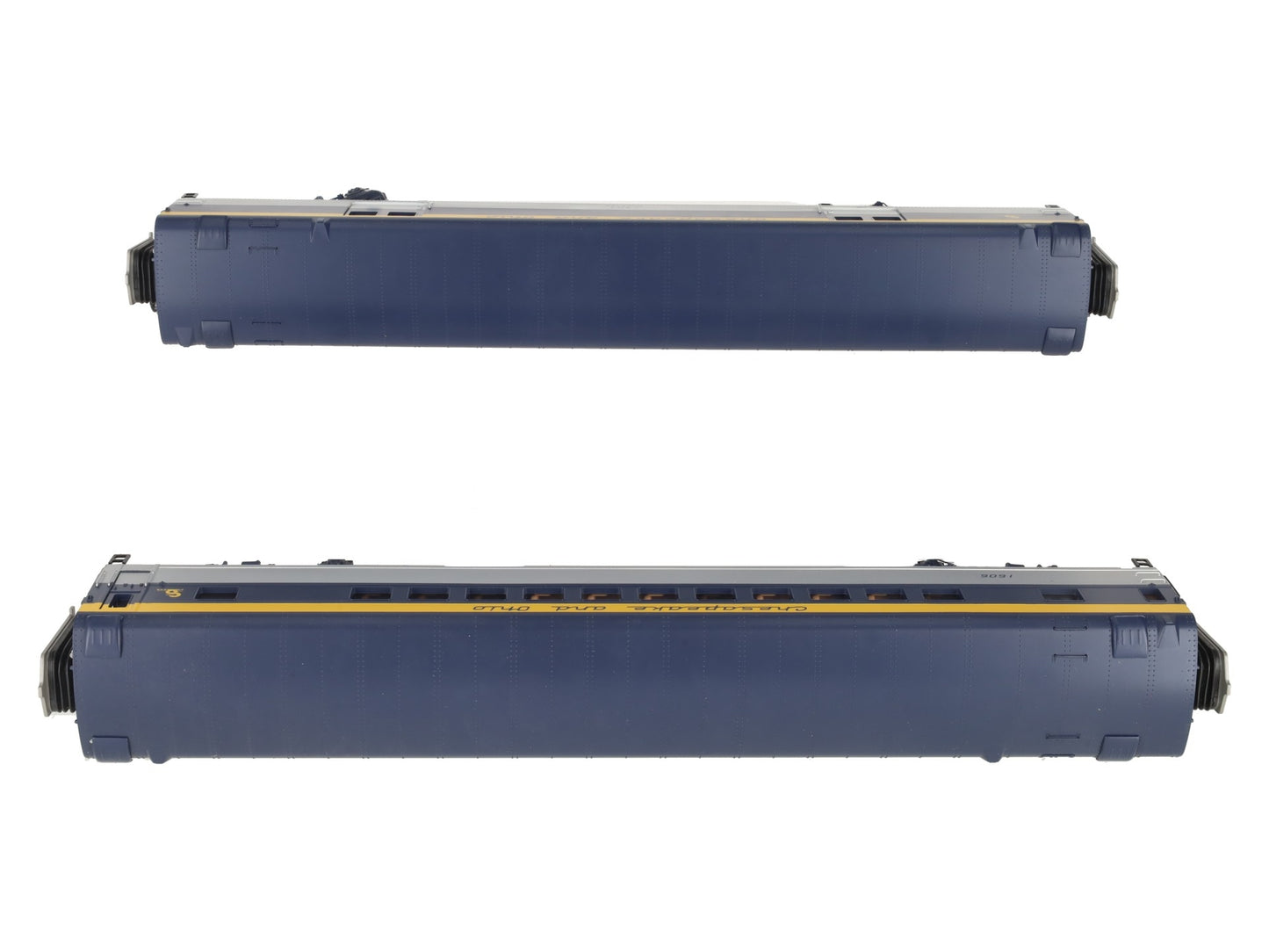 MTH 20-64035 O Gauge Chesapeake & Ohio 70' Streamlined Baggage/Coach 2-Car Set LN/Box
