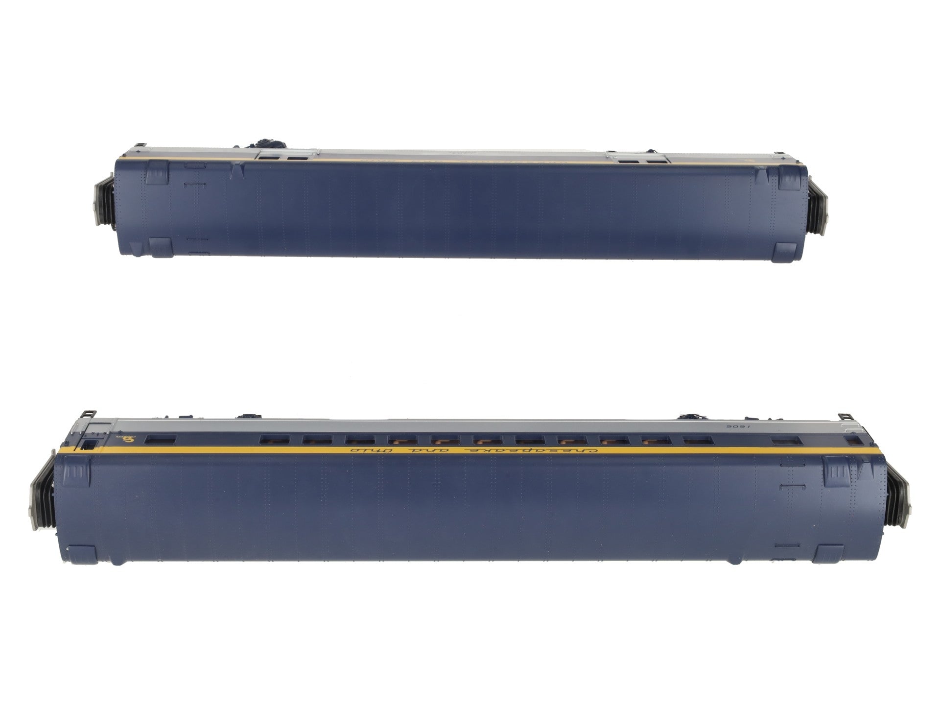 MTH 20-64035 O Gauge Chesapeake & Ohio 70' Streamlined Baggage/Coach 2-Car Set LN/Box