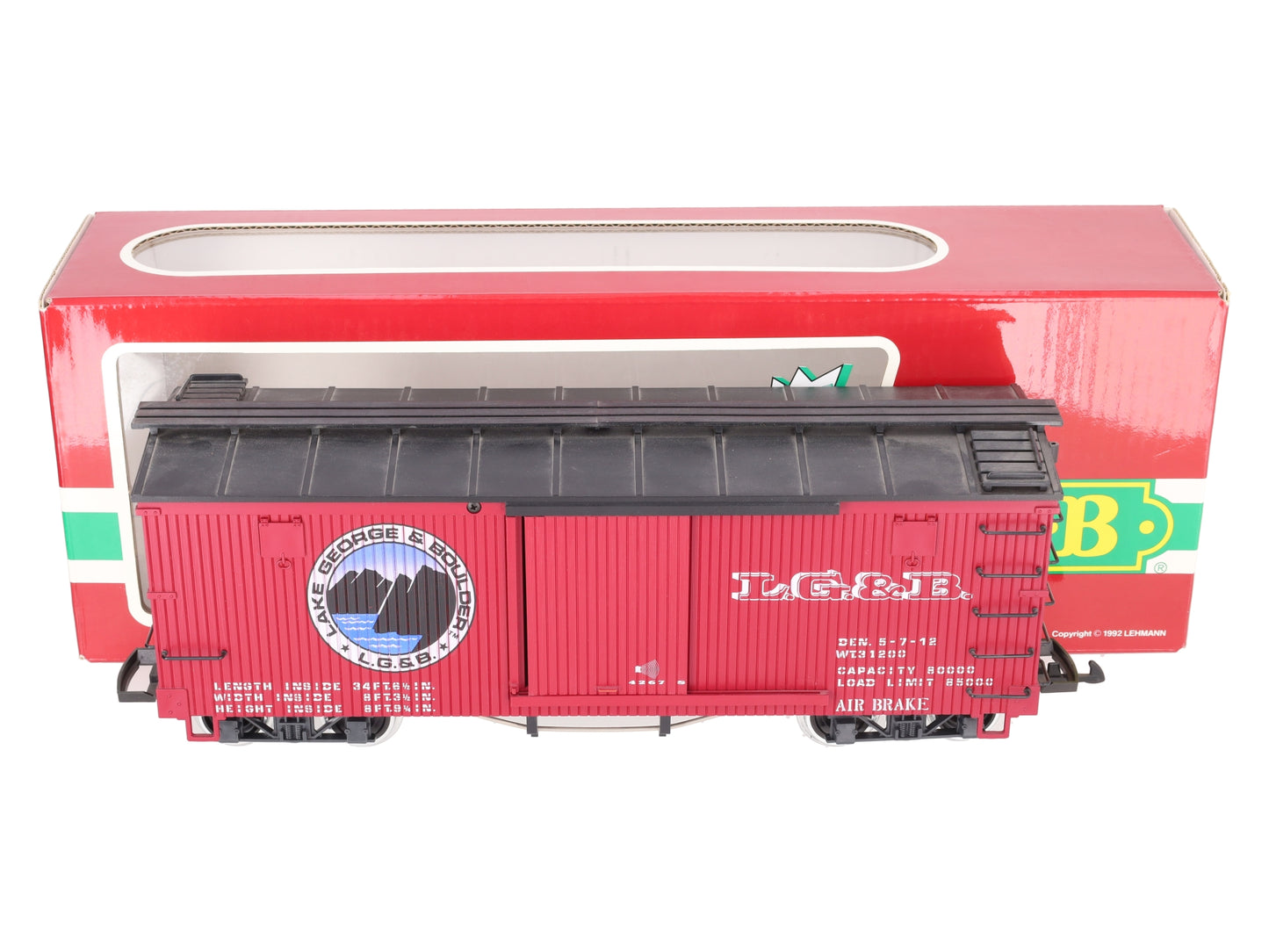 LGB 4267S G Lake George & Boulder Boxcar w/ Sound (Metal Wheels) LN/Box