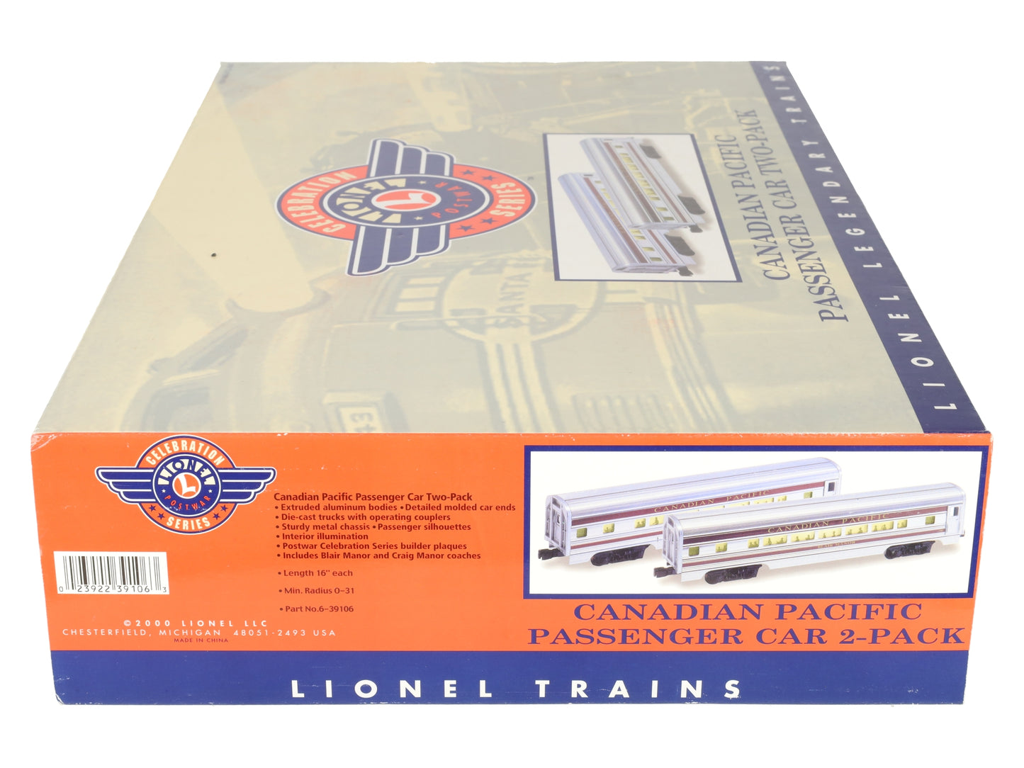 Lionel 6-39106 O Canadian Pacific Aluminum Passenger Car Set (Set of 2) EX/Box