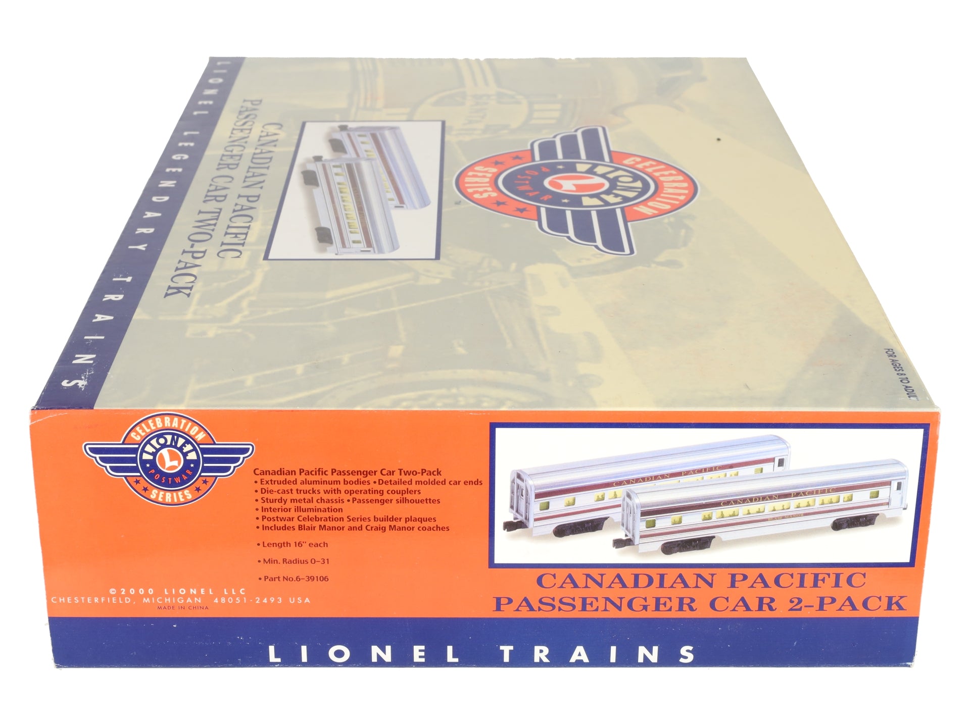Lionel 6-39106 O Canadian Pacific Aluminum Passenger Car Set (Set of 2) EX/Box