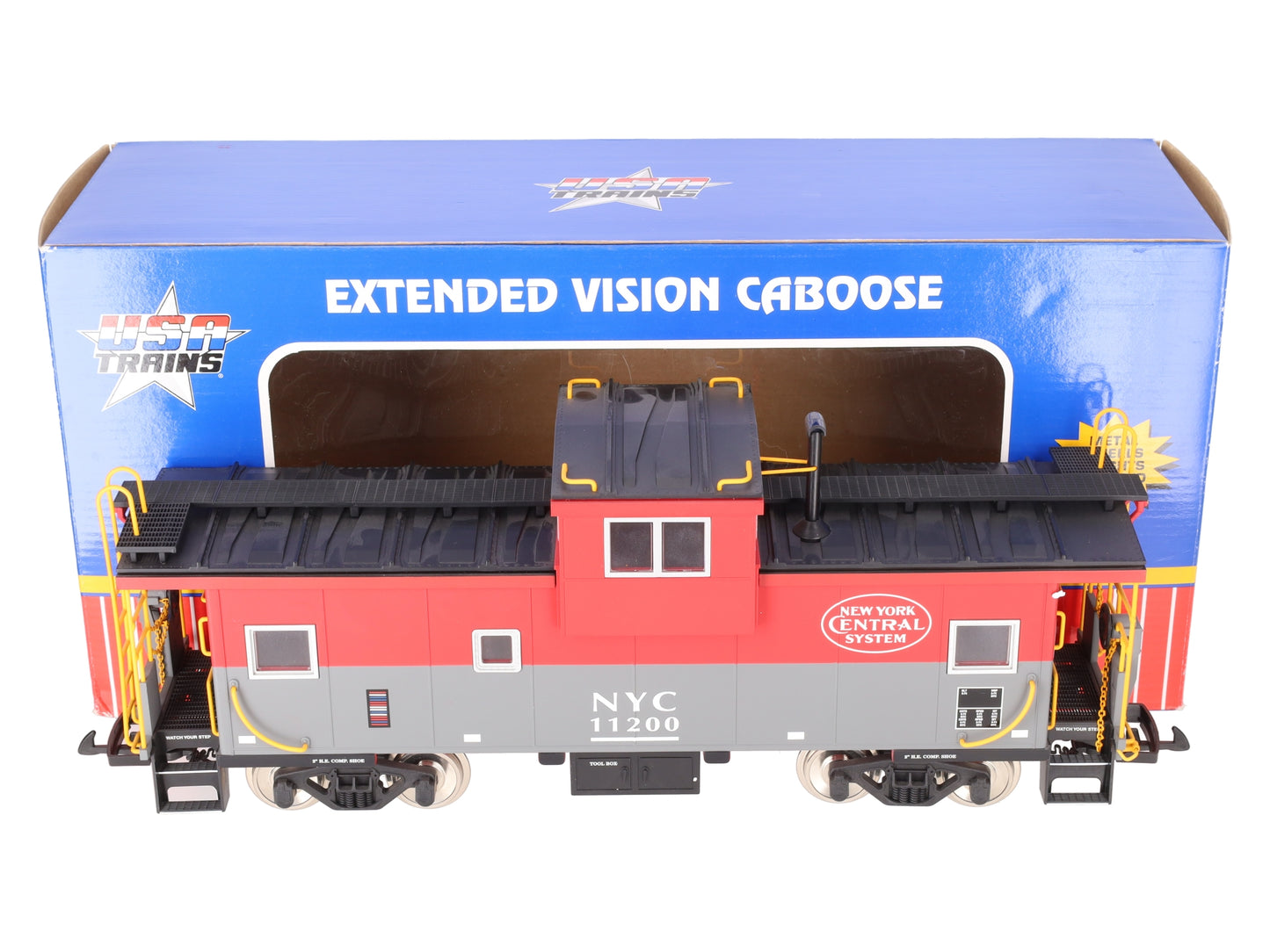 USA Trains R12108 G New York Central Extended Vision Caboose (Metal Wheels) EX/Box