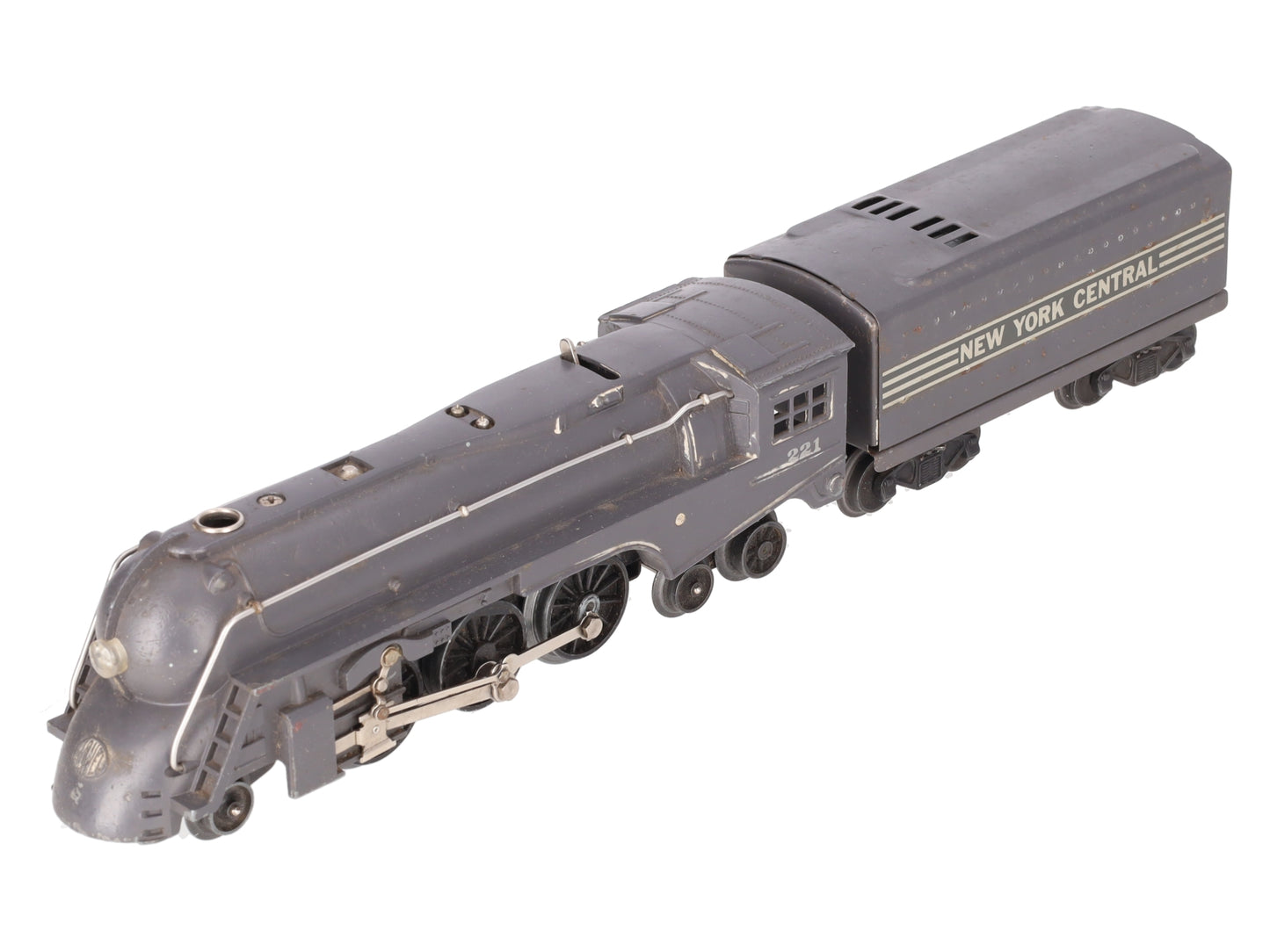 Lionel 221 Vintage O NYC  Dreyfuss Gray 2-6-4 Steam Locomotive & 221W Tender VG/Box