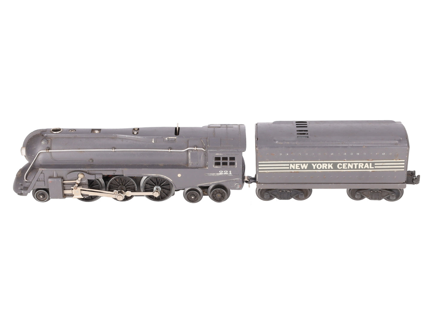 Lionel 221 Vintage O NYC  Dreyfuss Gray 2-6-4 Steam Locomotive & 221W Tender VG/Box