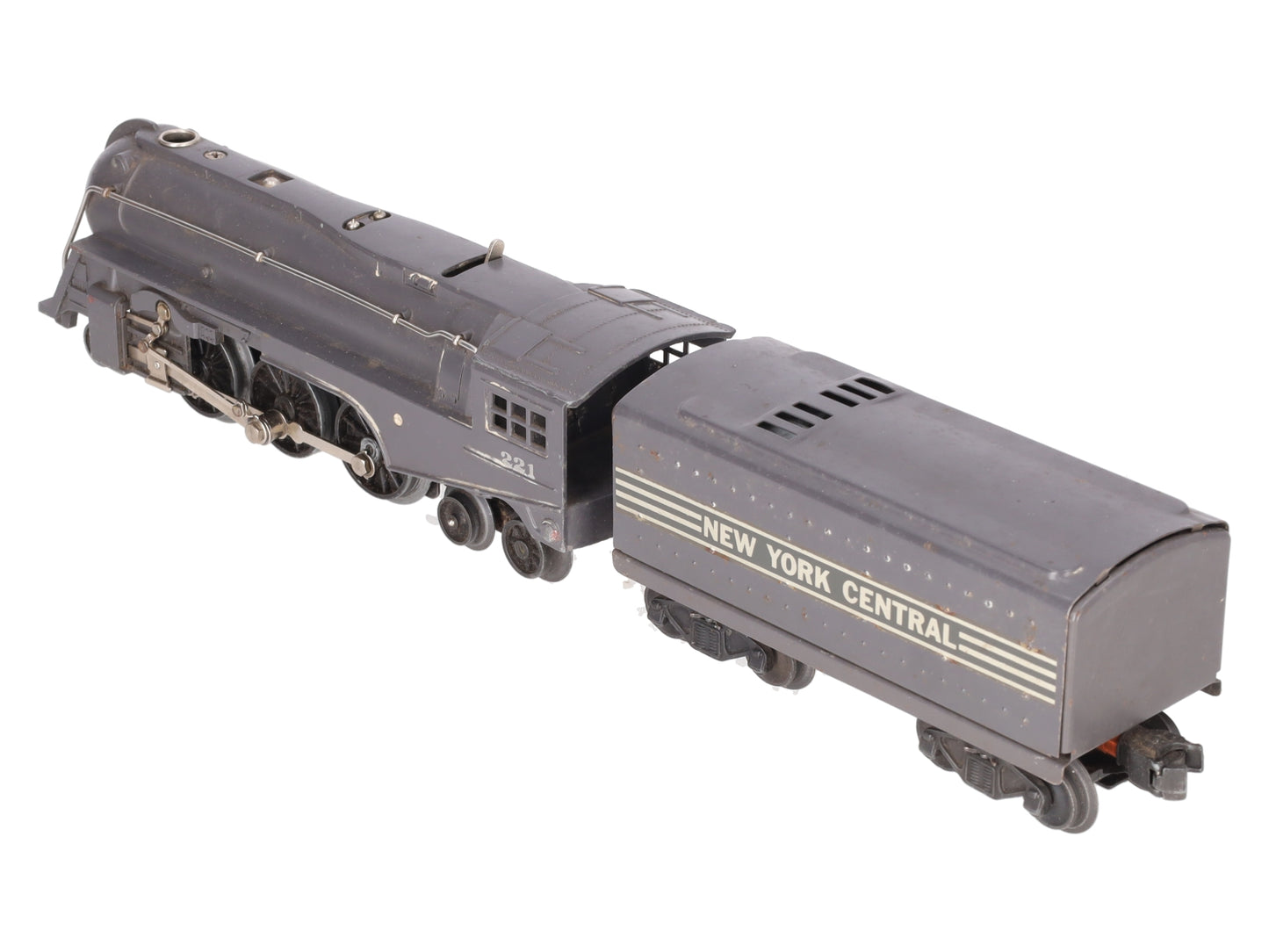 Lionel 221 Vintage O NYC  Dreyfuss Gray 2-6-4 Steam Locomotive & 221W Tender VG/Box