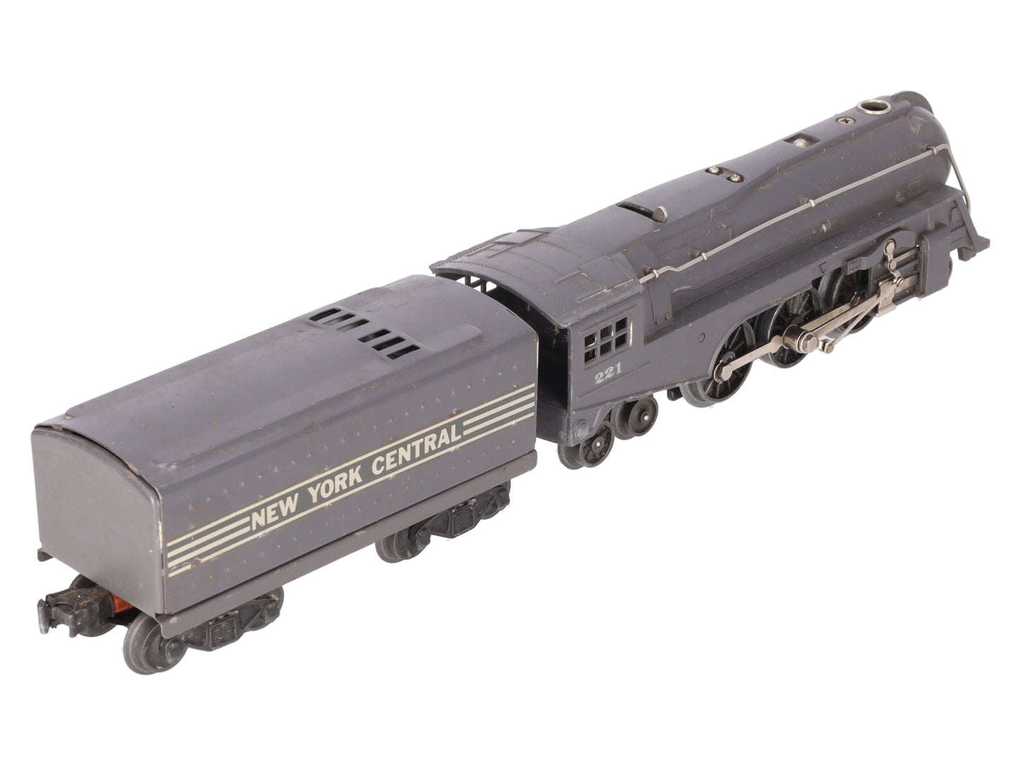 Lionel 221 Vintage O NYC  Dreyfuss Gray 2-6-4 Steam Locomotive & 221W Tender VG/Box