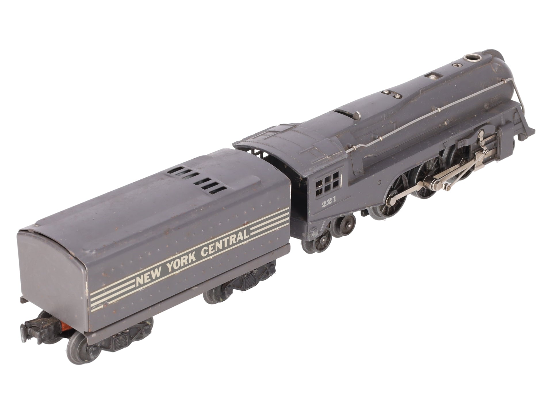 Lionel 221 Vintage O NYC  Dreyfuss Gray 2-6-4 Steam Locomotive & 221W Tender VG/Box