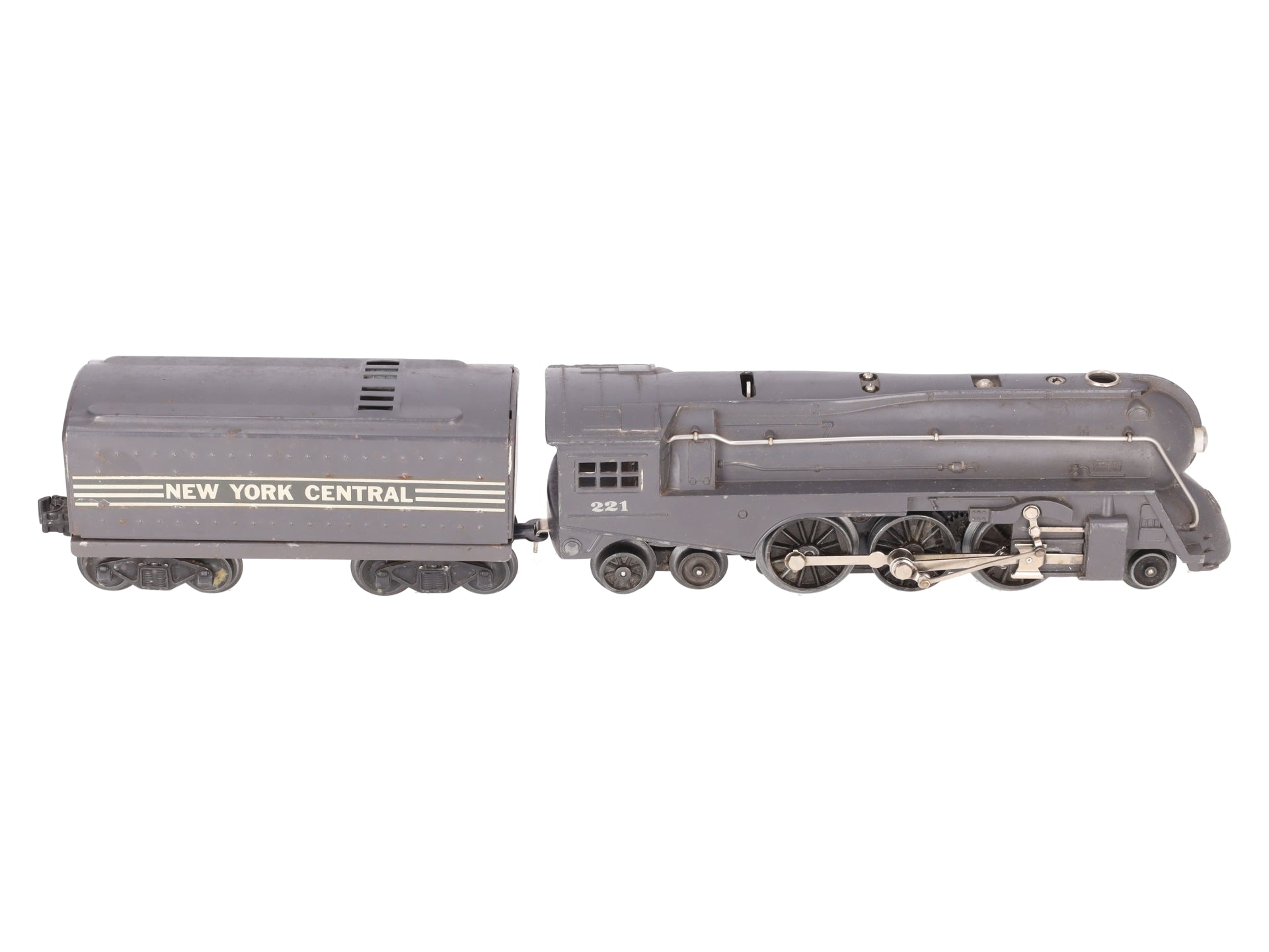 Lionel 221 Vintage O NYC  Dreyfuss Gray 2-6-4 Steam Locomotive & 221W Tender VG/Box