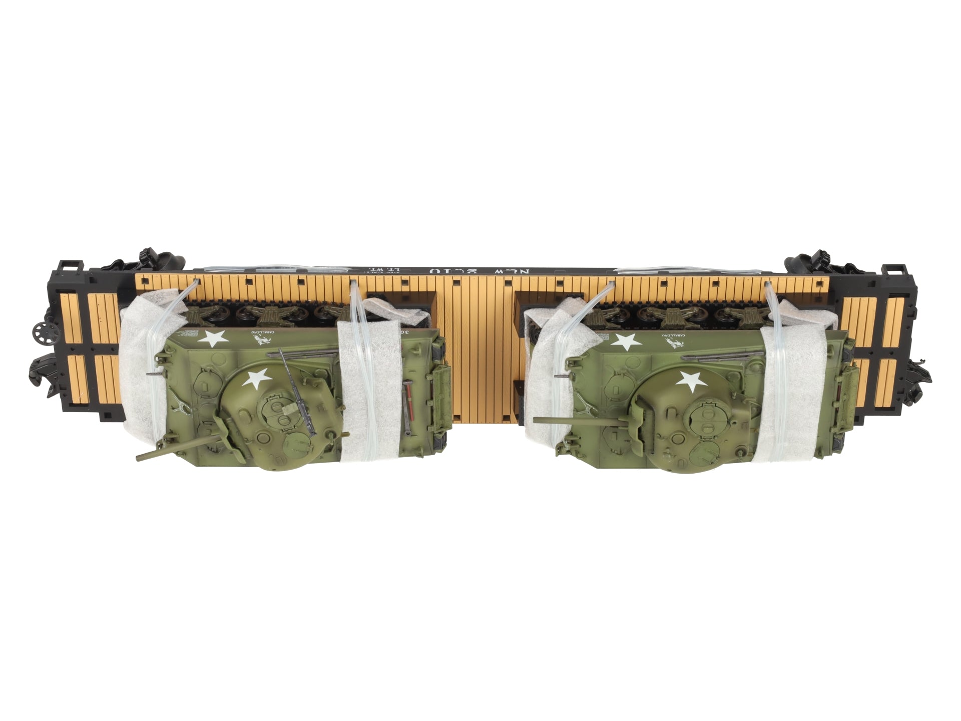 MTH 20-98638 O Norfolk & Western Flat Car with 2 Sherman Tanks