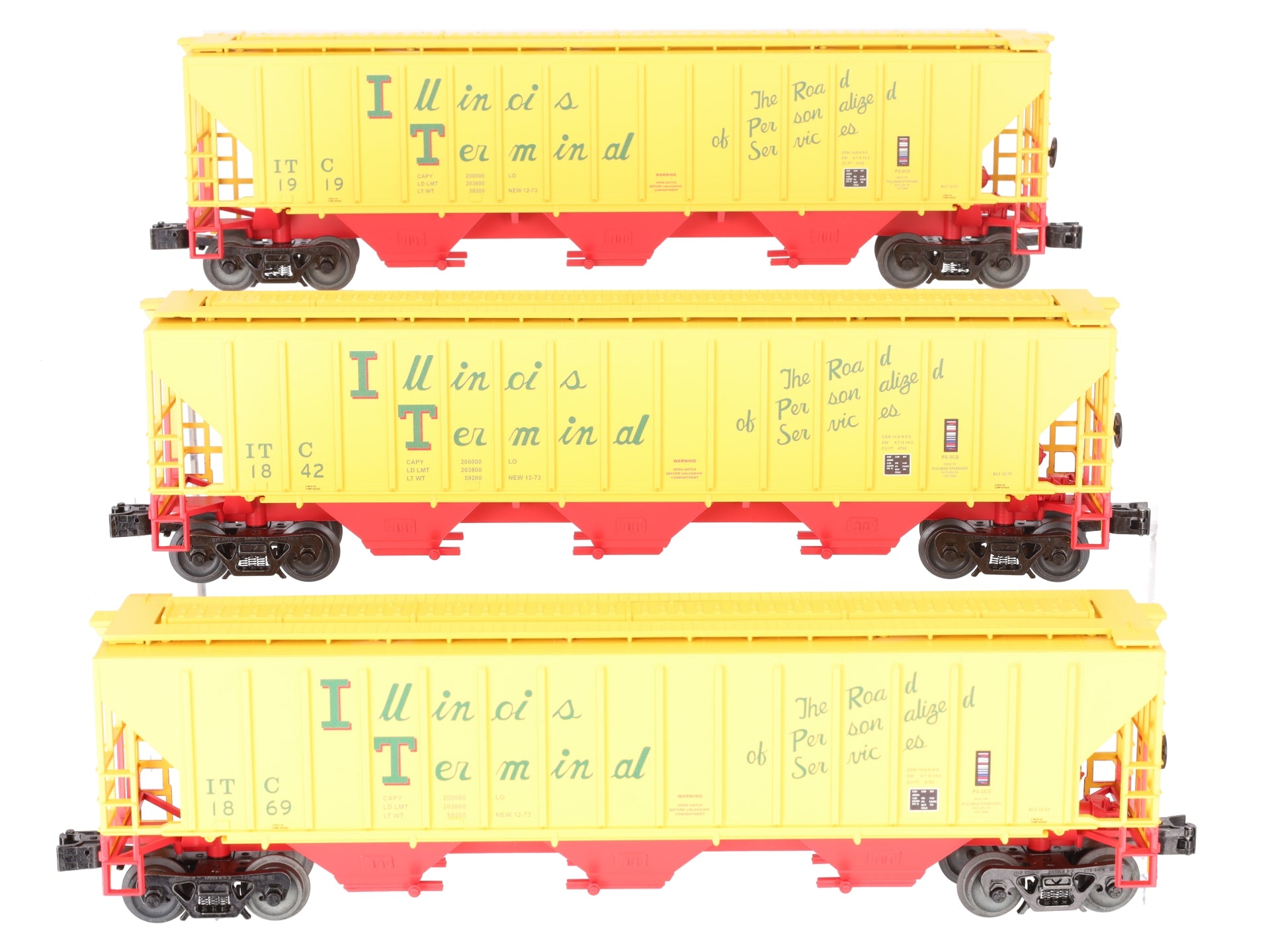 Lionel 2442120 O Gauge Illinois Terminal PS-2CD Covered Hopper 3-Pack LN/Box