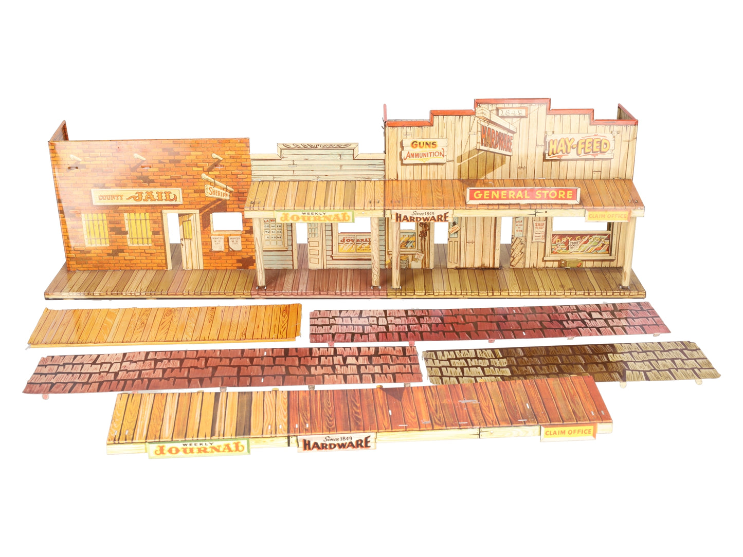Marx Vintage Roy Rogers Mineral City Western Town Litho Storefront Set VG